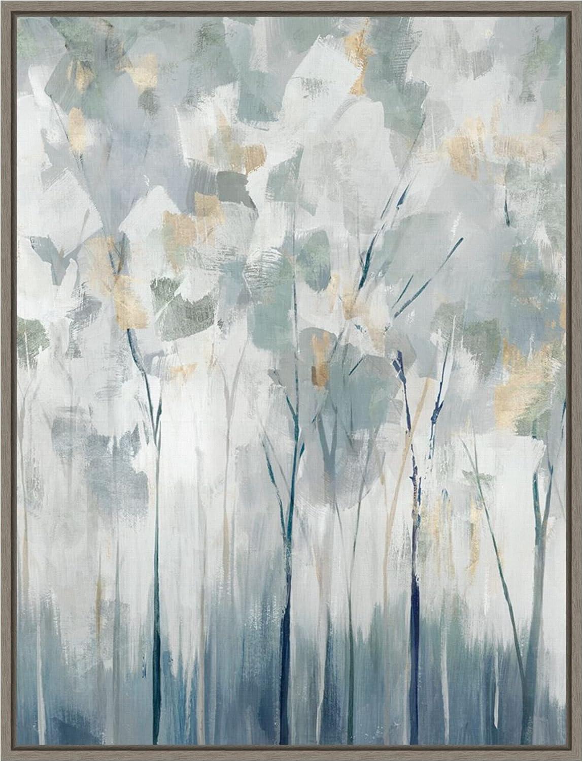 Blue and White Abstract Forest Canvas Wall Art for Kids 18" x 24"