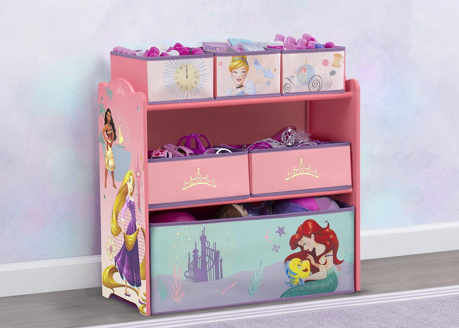 Delta Children 6 Bin Design and Storage Toy Organizer - Greenguard Gold Certified - Disney Princess