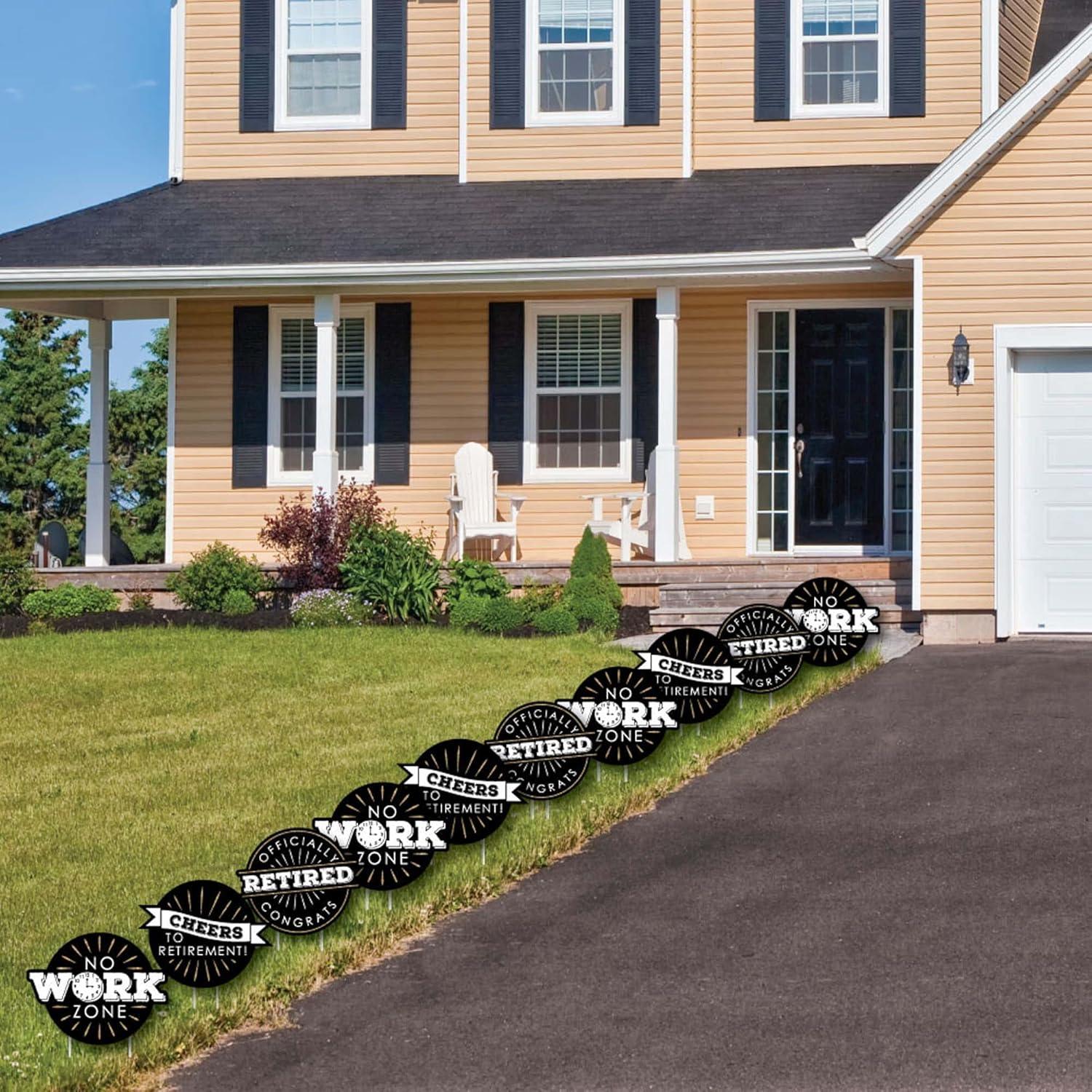 Big Dot of Happiness Happy Retirement - Lawn Decorations - Outdoor Retirement Party Yard Decorations - 10 Piece