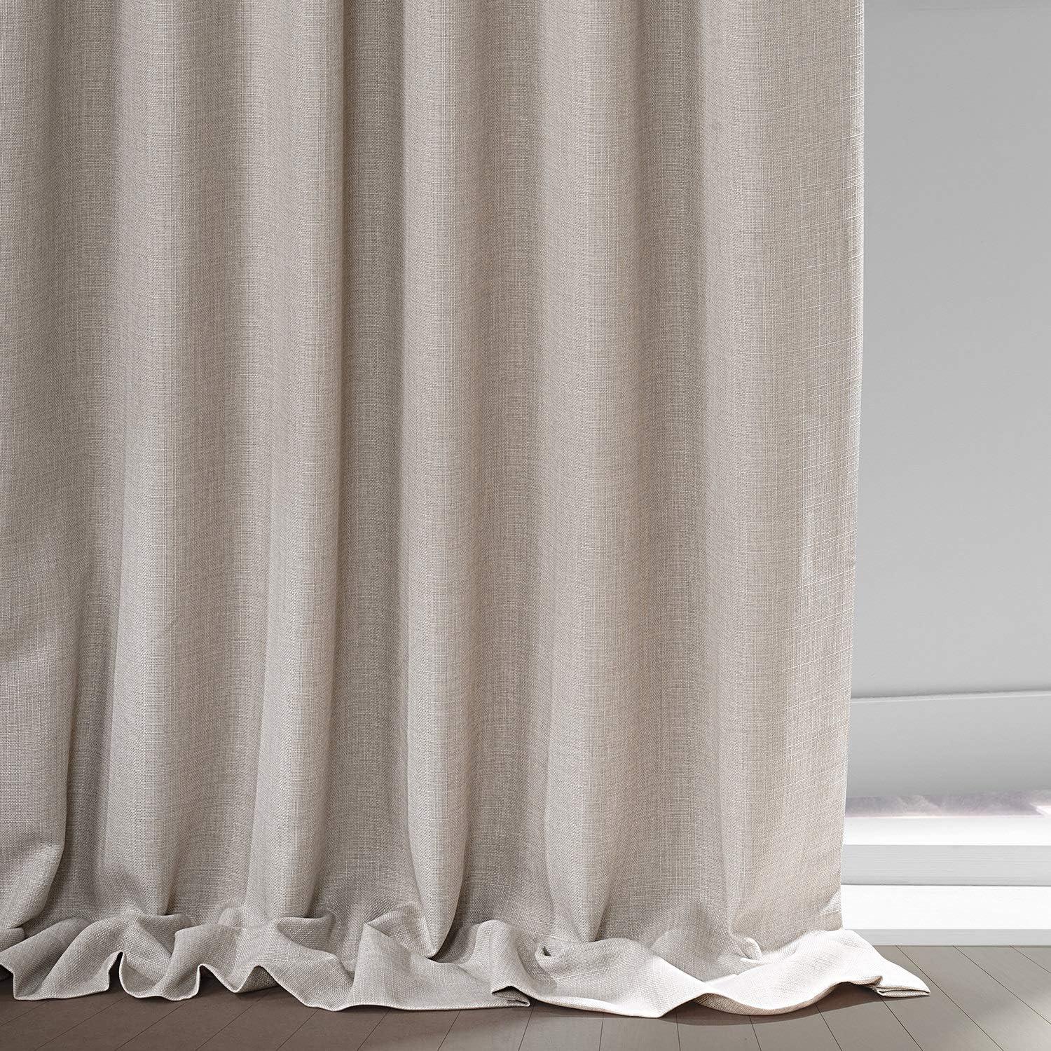 Safari Tan Faux Linen Blackout Curtain Panel, 50W x 108L