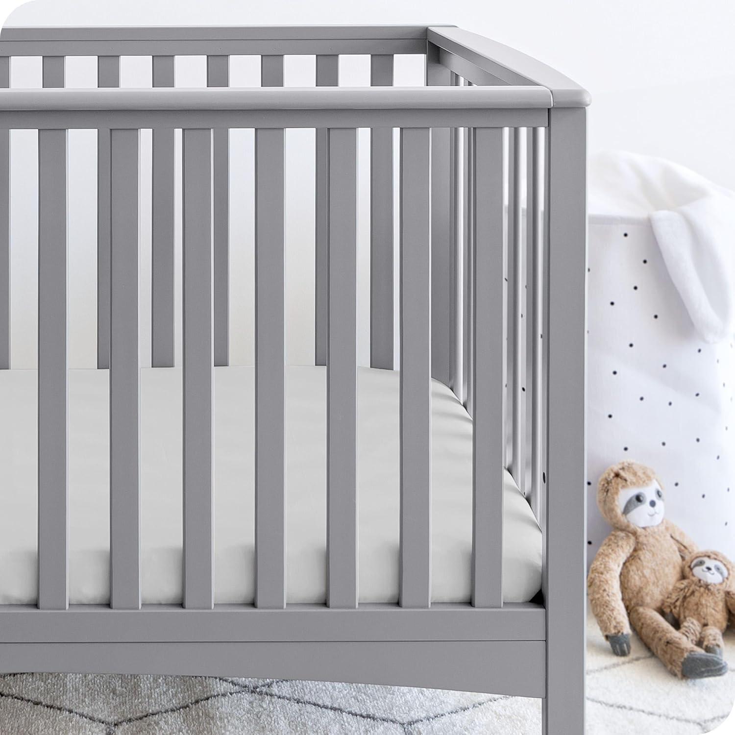 Bare Home 2 Pack Fitted Sheets - Premium 1800 Collection - Ultra Soft - Crib, Morning Sun/Cloud Grey