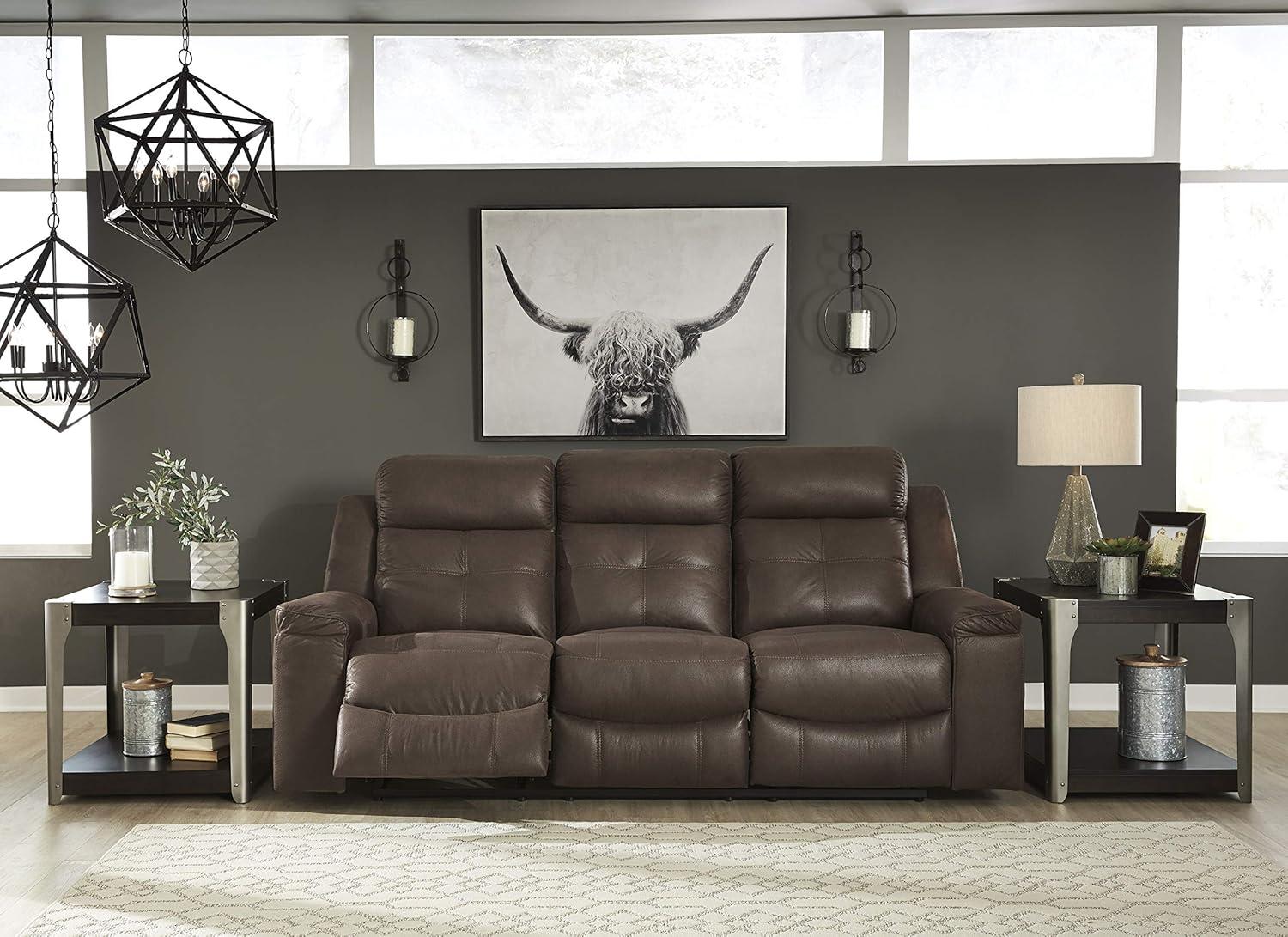 Signature Design by Ashley Jesolo Reclining Sofa in Coffee