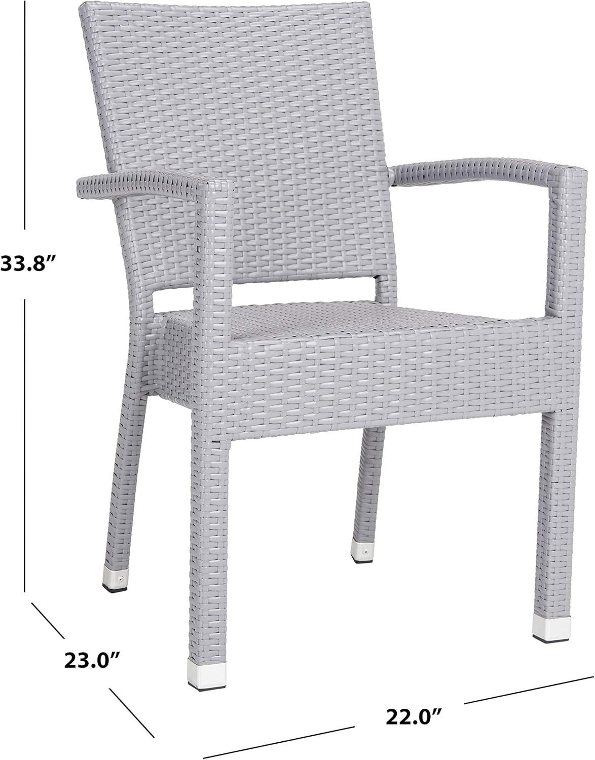 Kelda Stackable Arm Chair Indoor/Outdoor (Set Of 2) - PAT4004 - Grey - Safavieh