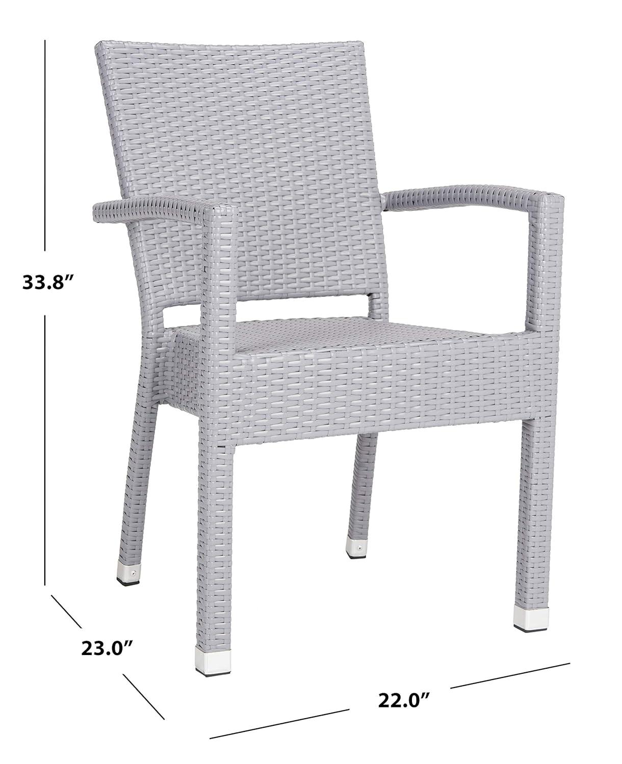 Kelda Stackable Arm Chair Indoor/Outdoor (Set Of 2) - PAT4004 - Grey - Safavieh