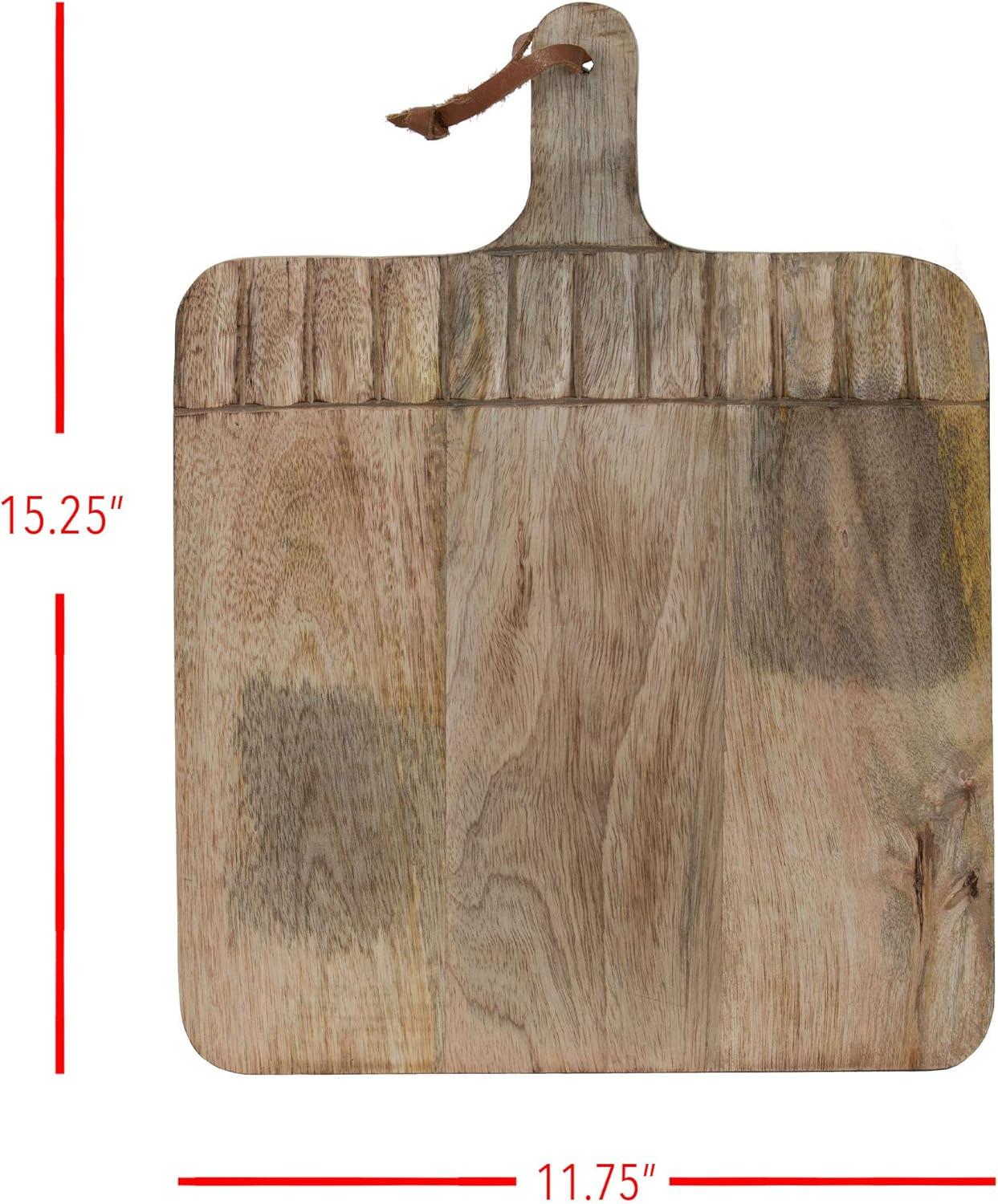 Wide Rectangle Hand Carved Wood Serving Cutting Board - Foreside Home & Garden