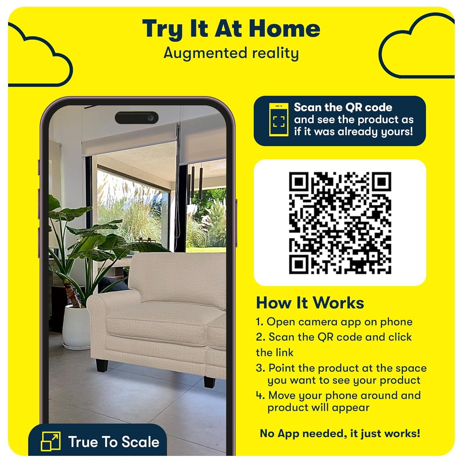 Serta Copenhagen 61" Rolled Arm Sofa, Easy Care Fabric, Soft Pillow Back, Pocket Coil Seat Cushions