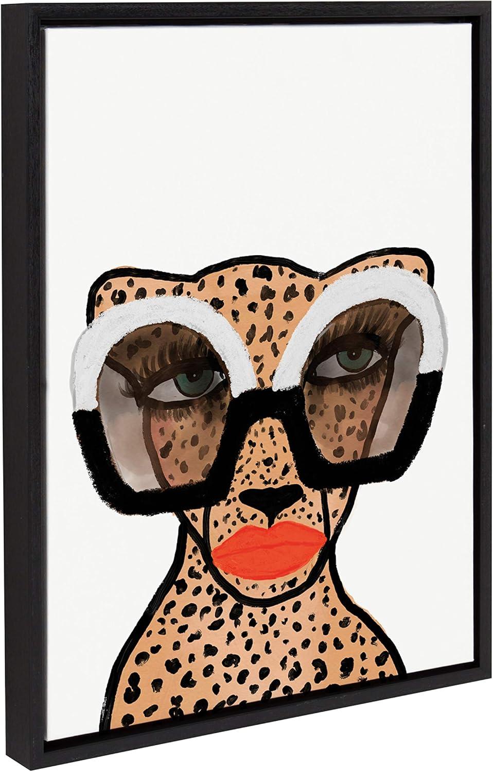 Kate & Laurel All Things Decor 18"x24" Sylvie Cheetah 4" Framed Canvas by Kendra Dandy Black: Modern Animal Digital Art