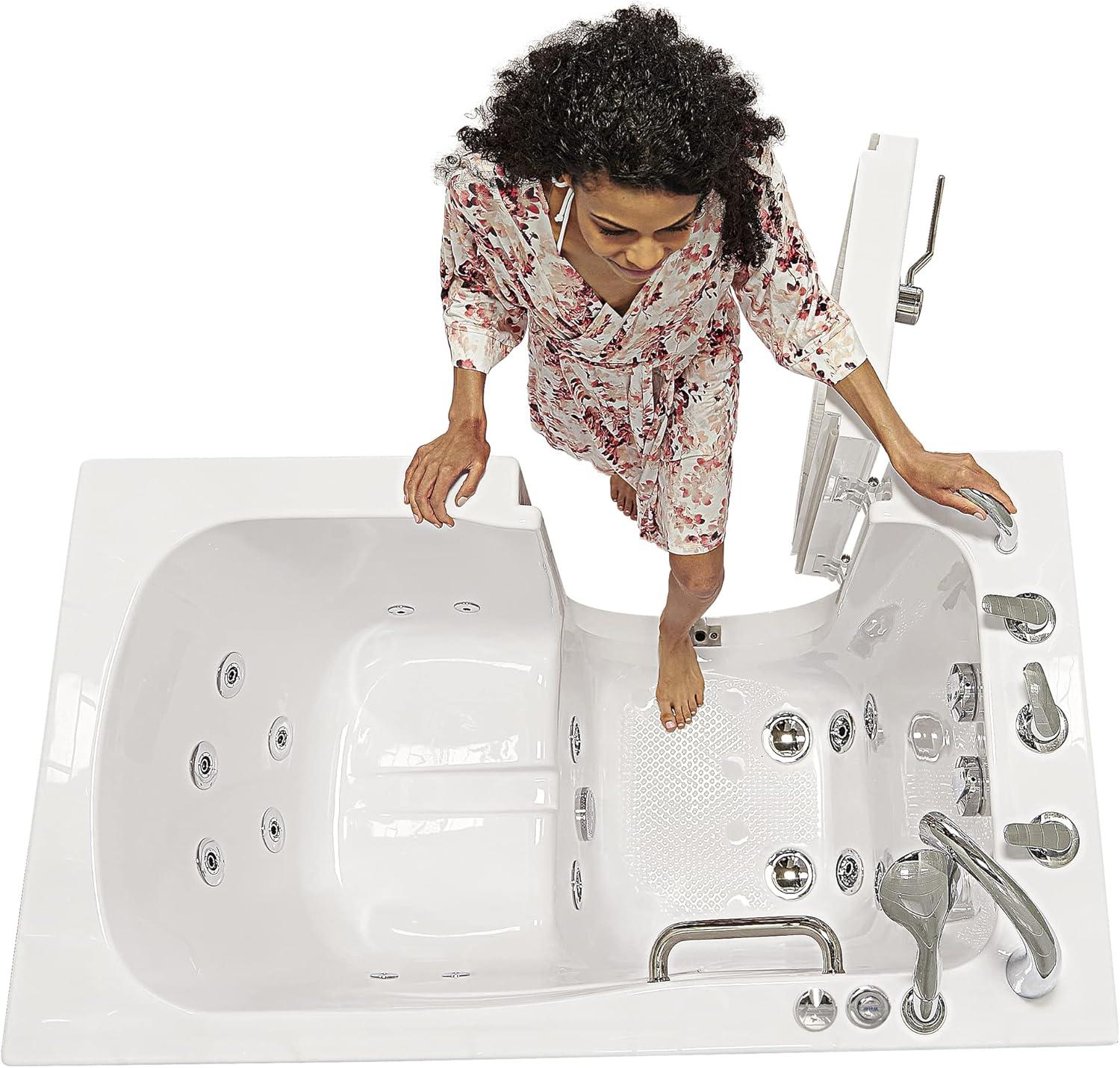 Monaco 32"x52" Acrylic Hydro Massage Walk-In Bathtub, 5 Piece Fast Fill Faucet, 2" Dual Drain