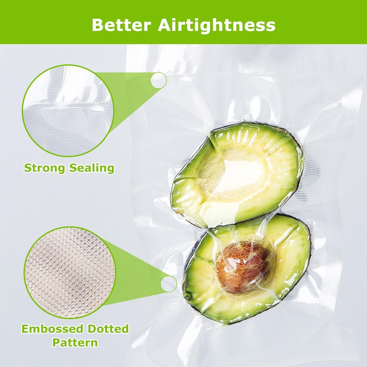 Bonsenkitchen Vacuum Sealer Bags, 11 in x 50 ft Rolls 2 Pack, BPA Free, Commercial Grade Textured Food Roll Bags, Customized Size, Sous Vide Cooking