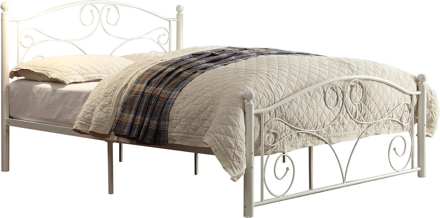 Elegant Transitional Full Poster Bed with Metal Frame in White