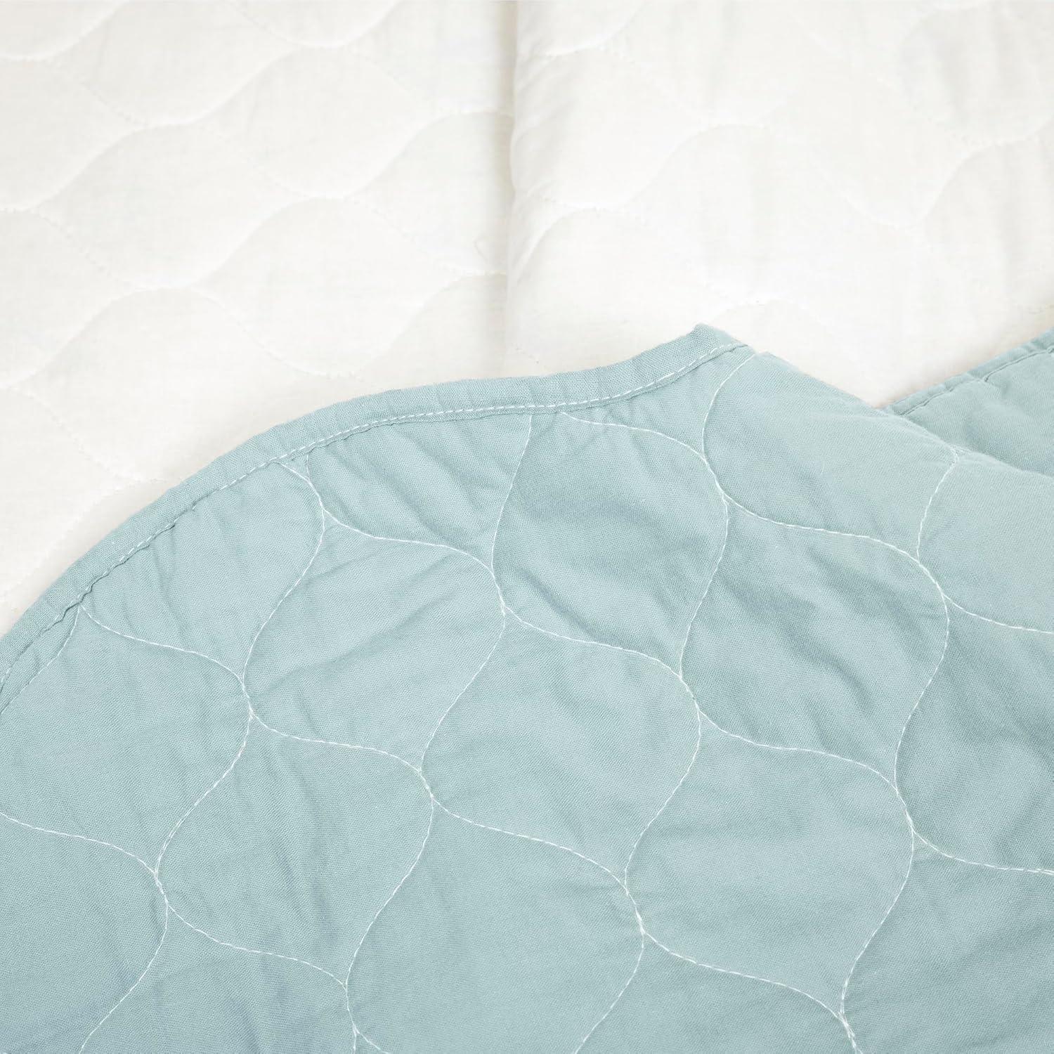 3pc Full/Queen Coastal Chic Scallop Edge Reversible Quilt Set Blue - Lush Décor: OEKO-TEX Certified, Cotton Fill