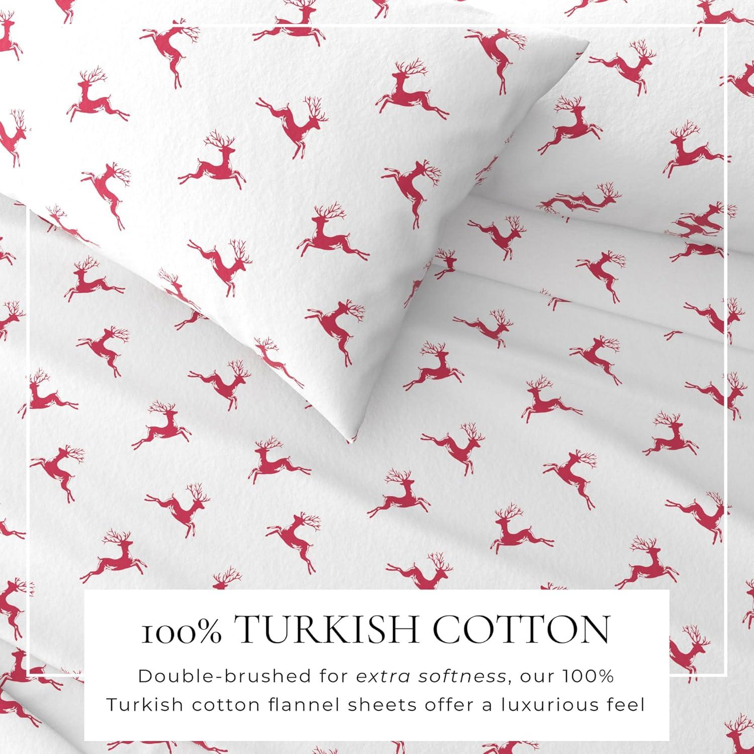 FreshFolds 100% Turkish Cotton Holiday Printed Flannel Sheet Set