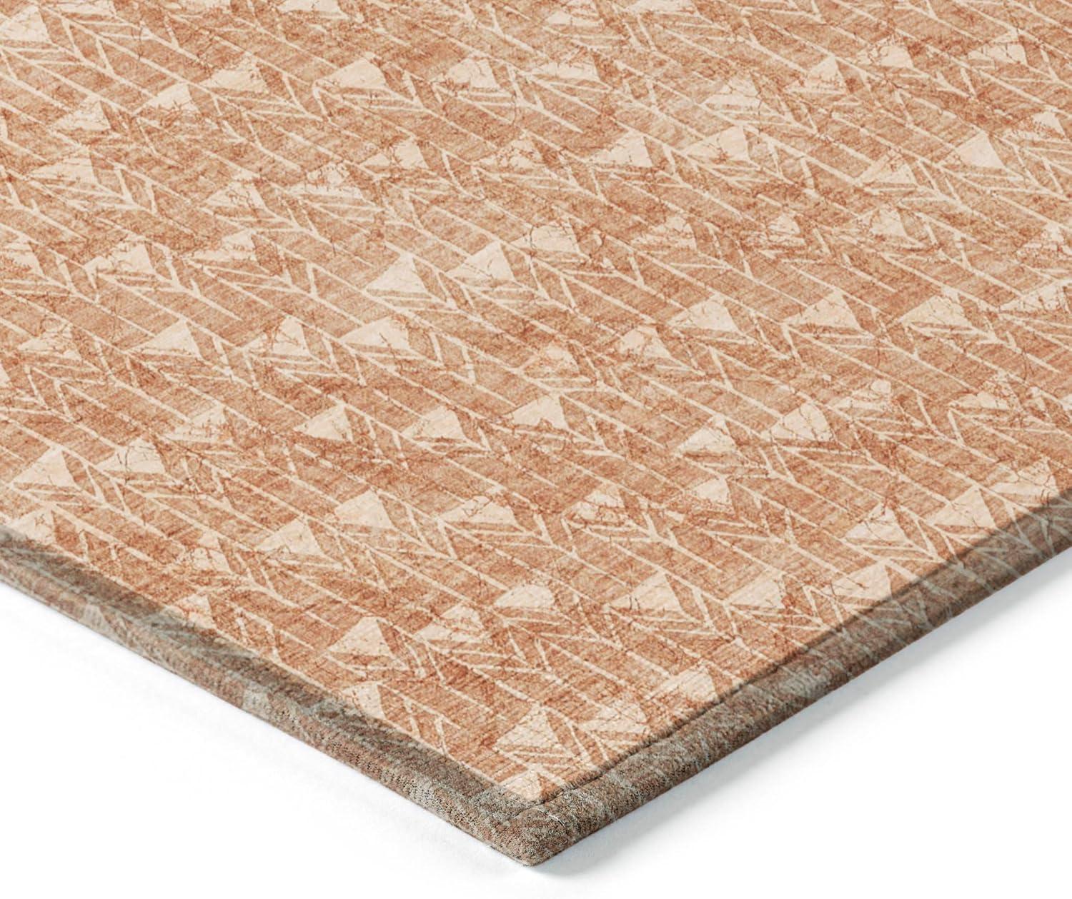 Salmon Geometric Pattern Washable Synthetic Runner Rug