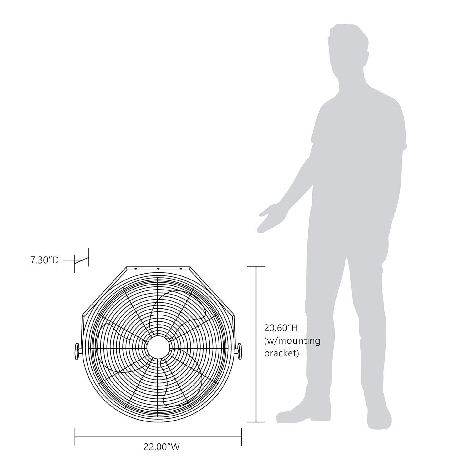 Newair Newair 20" High Velocity Wall Mount Fan, Heavy Duty Waterproof Outdoor Fan, Adjustable Tilt and 3 Speeds up to 4650 CFM, Pull Chain Switch