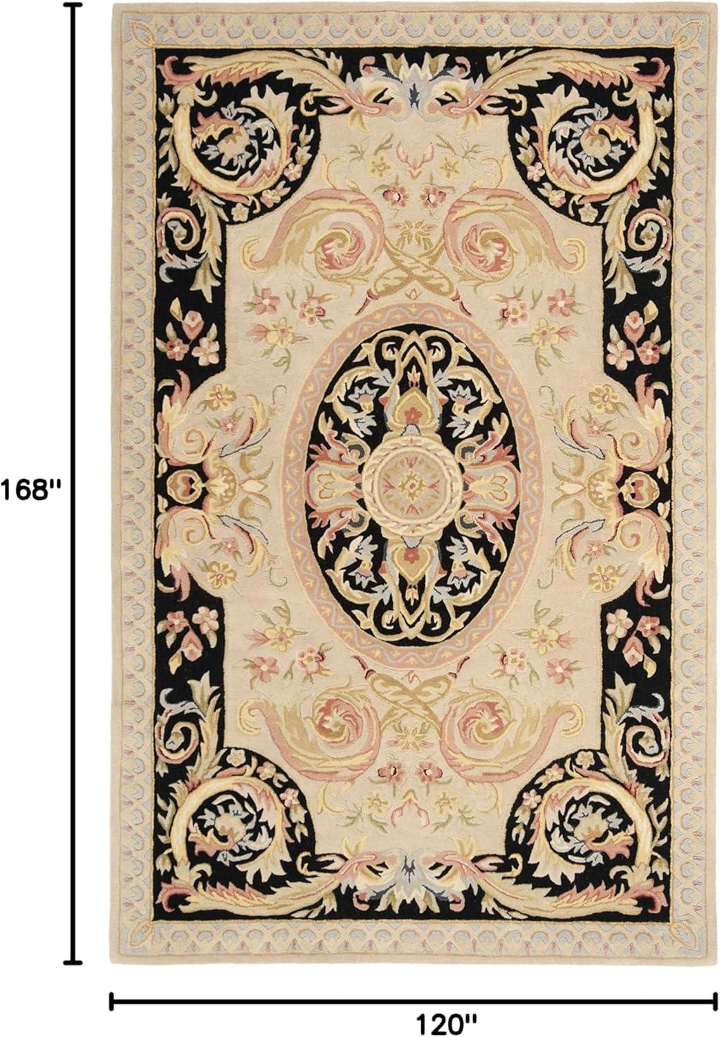 Ivory and Gold Hand-Tufted Wool 10' x 14' Traditional Area Rug