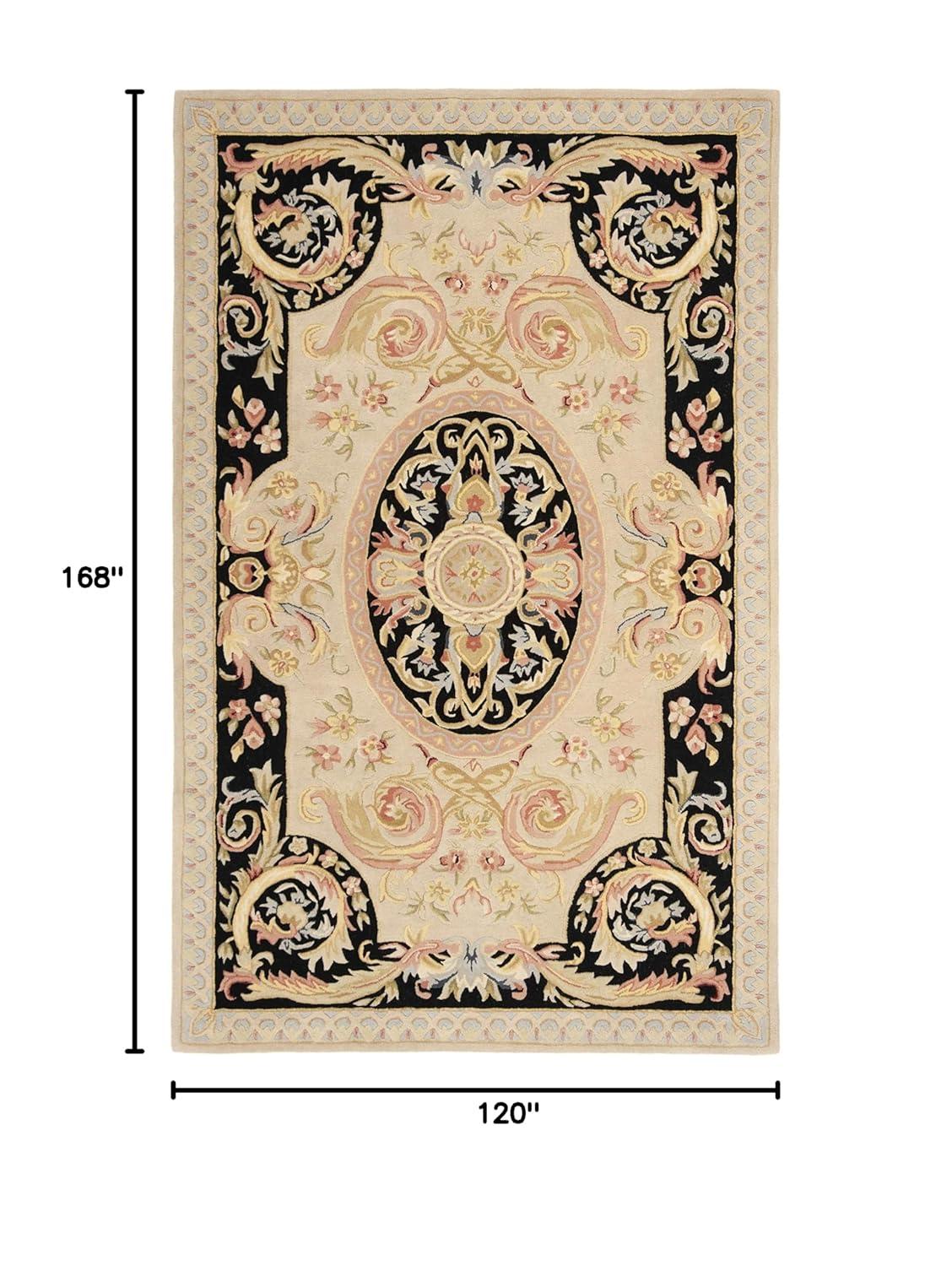 Ivory and Gold Hand-Tufted Wool 10' x 14' Traditional Area Rug