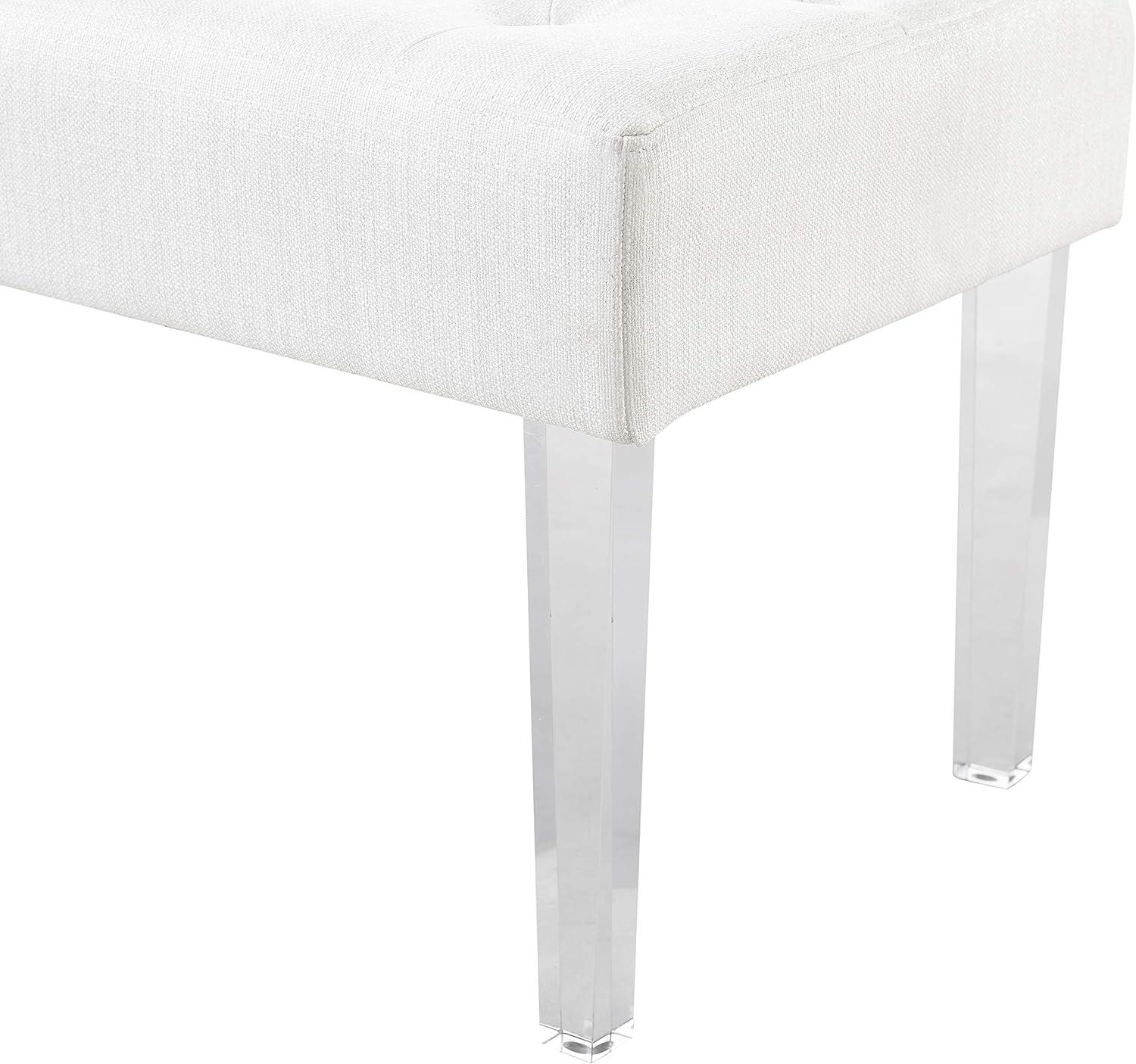 35" Ella Glam Tufted Linen Upholstered Acrylic Leg Bench - Linon