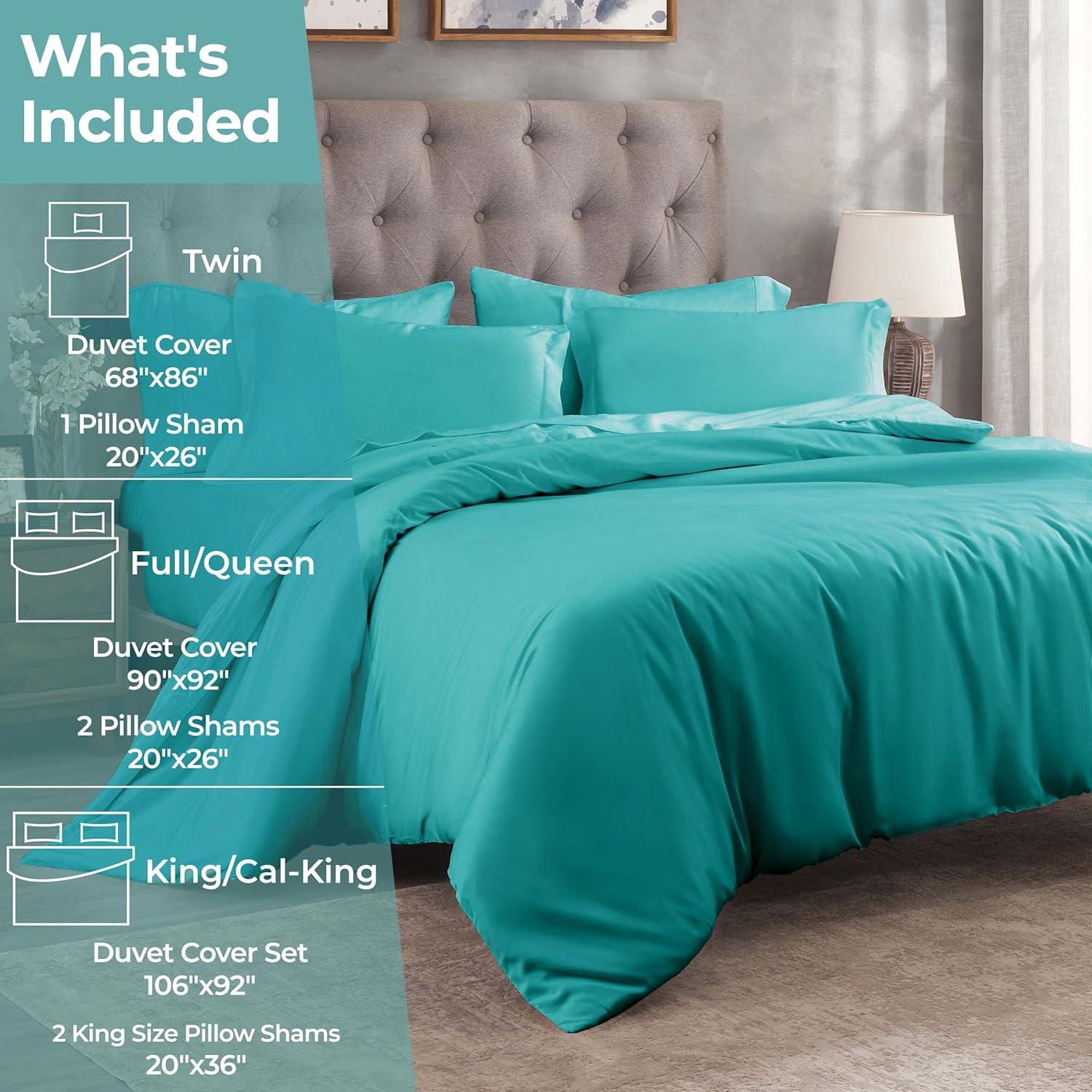 Superior Egyptian Cotton 300 Thread Count Duvet Cover Set, Twin, Teal