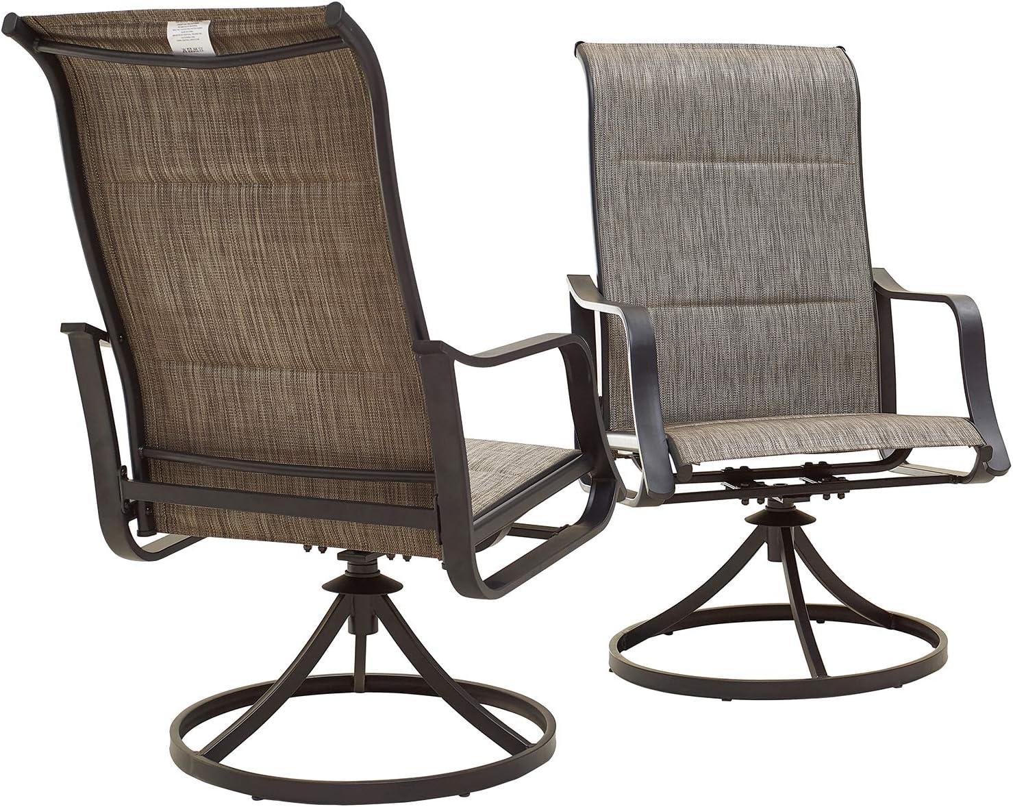 Outdoor Patio Dining Chair Swivel Sling Rocker Set with Steel Metal Frame (Set of 2), Grey