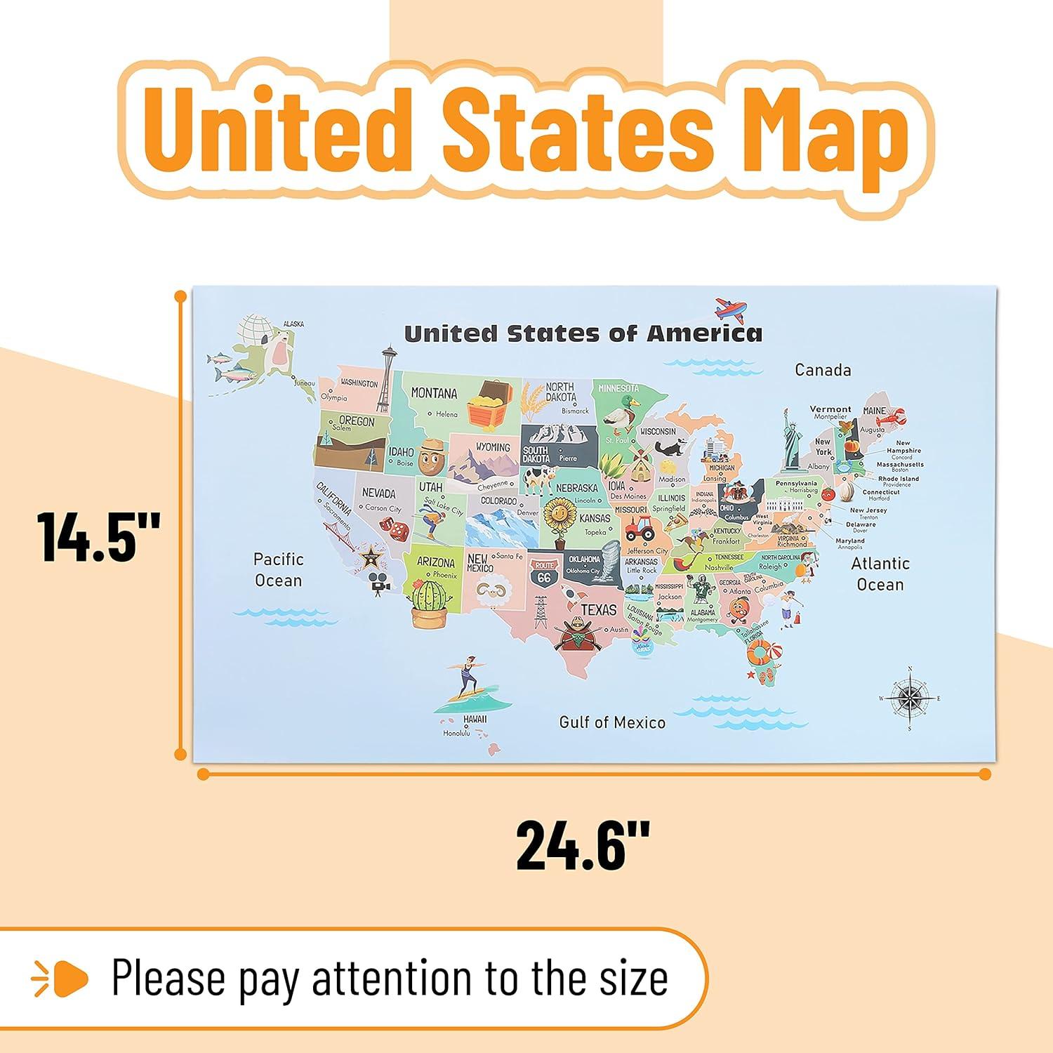 Mr. Pen- United States Map for Kids, 14.5”x 24.6”, Us Map for Kids Learning, Map of Usa, Wall Maps, Usa Map Poster