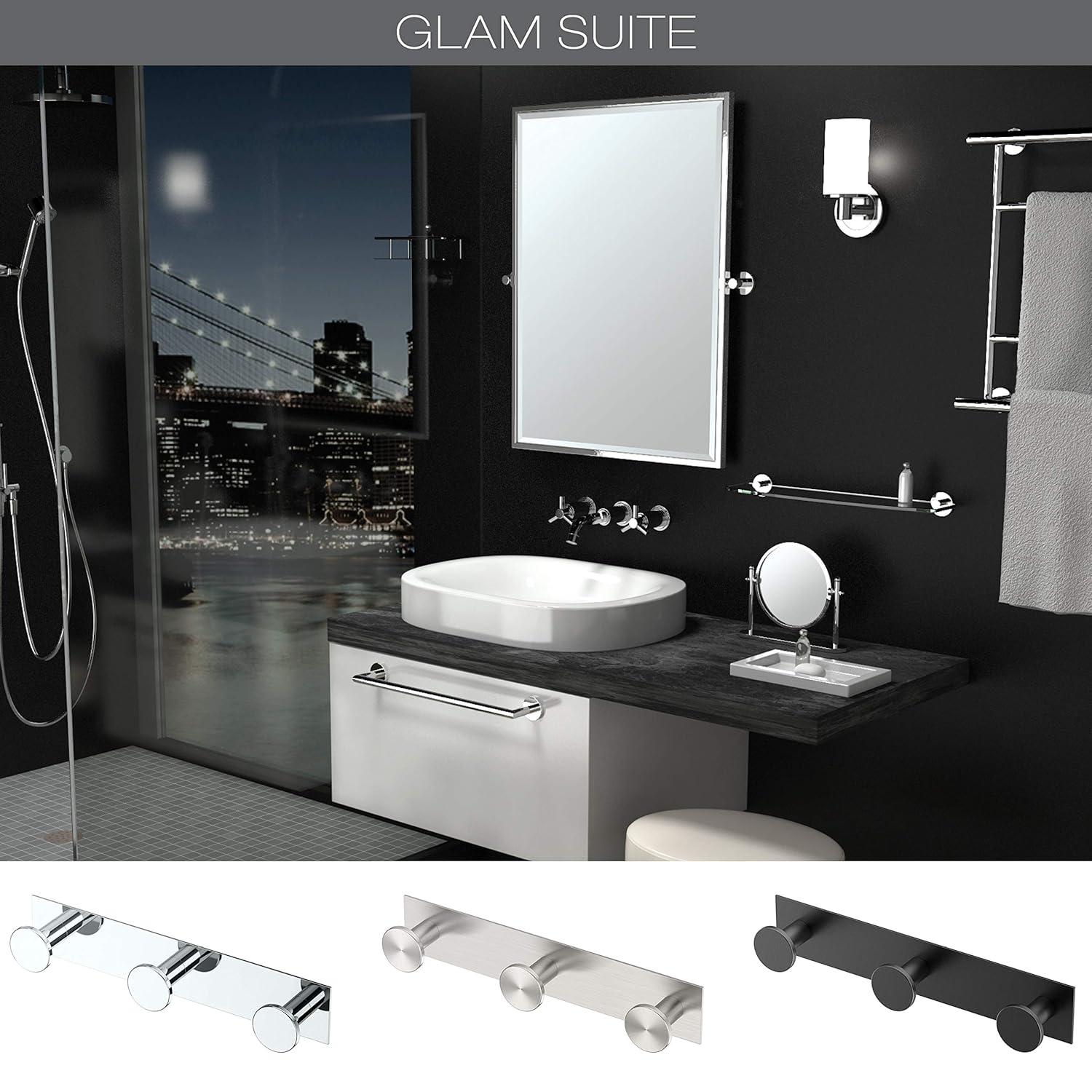 Gatco Glamour Wall Hook for Bathroom, Kitchen, Bedroom | Towel, Robe, Coat, Hat Rack with 3 Hooks 1282