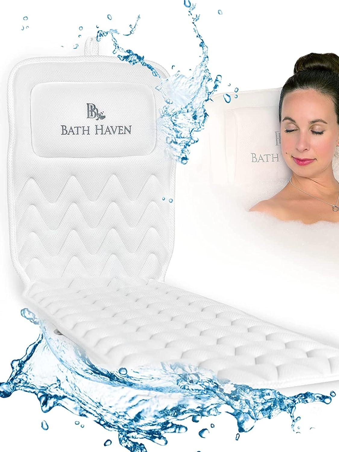 Open Box BATH HAVEN BATH PILLOW FOR BATHTUB FULL BODY MAT & CUSHION CLASSIC - WHITE