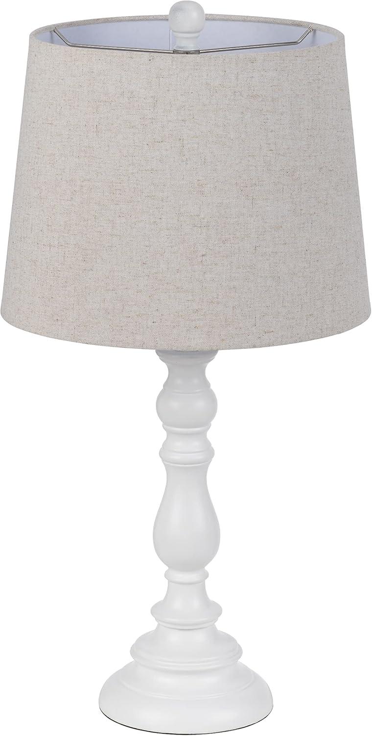 White Resin Candlestick Table Lamp Set with Empire Shades