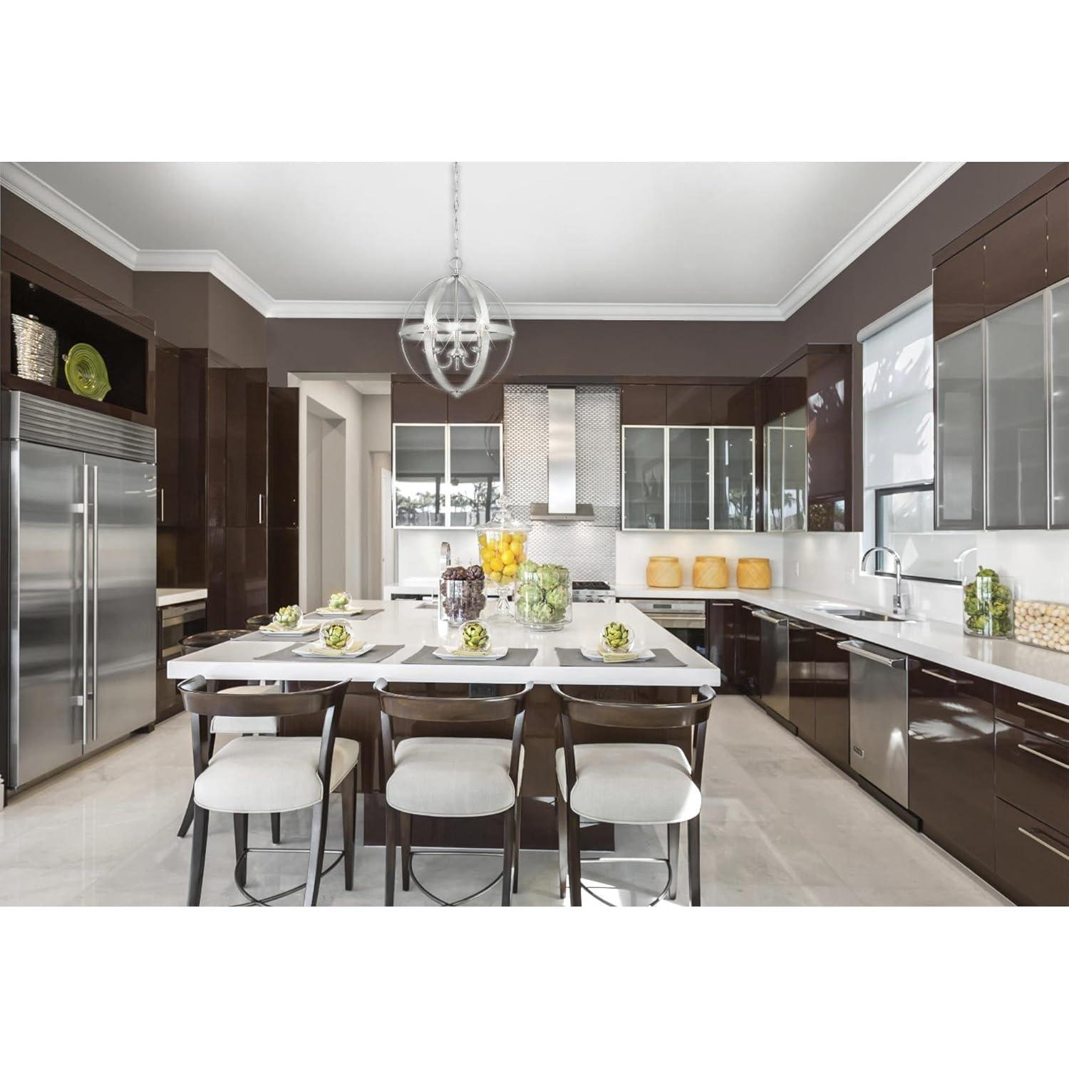 Stella Mira Three Light Pendant, Brushed Nickel
