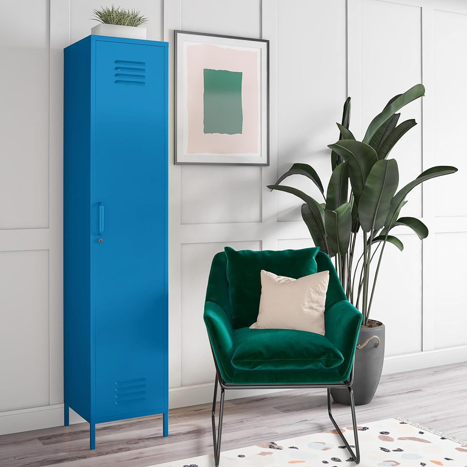 Blue Metal Locker Storage Cabinet with Adjustable Shelving