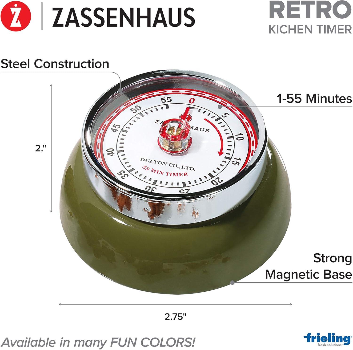 Olive Green Retro Magnetic Steel Kitchen Timer