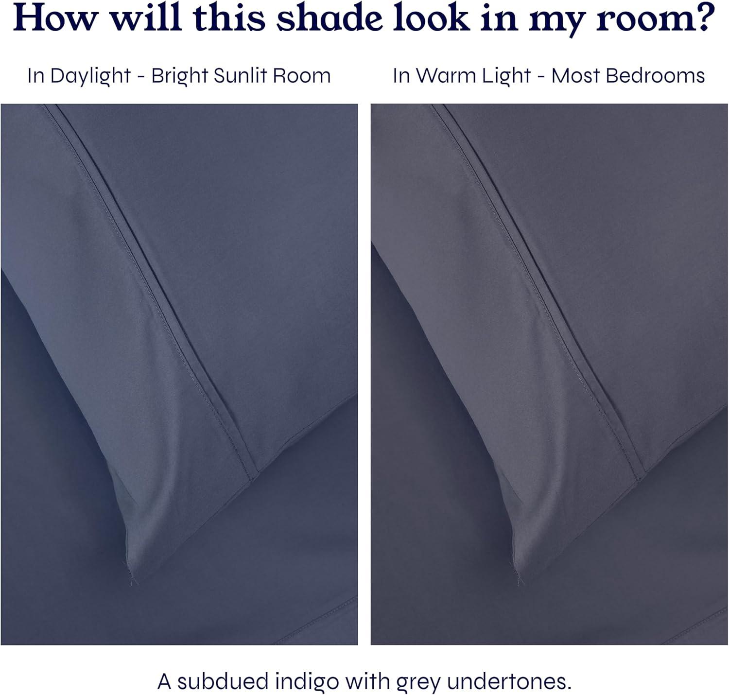 400 Thread Count 100% Cotton Fitted Sheet - California Design Den - Indigo Dusty Blue, Twin