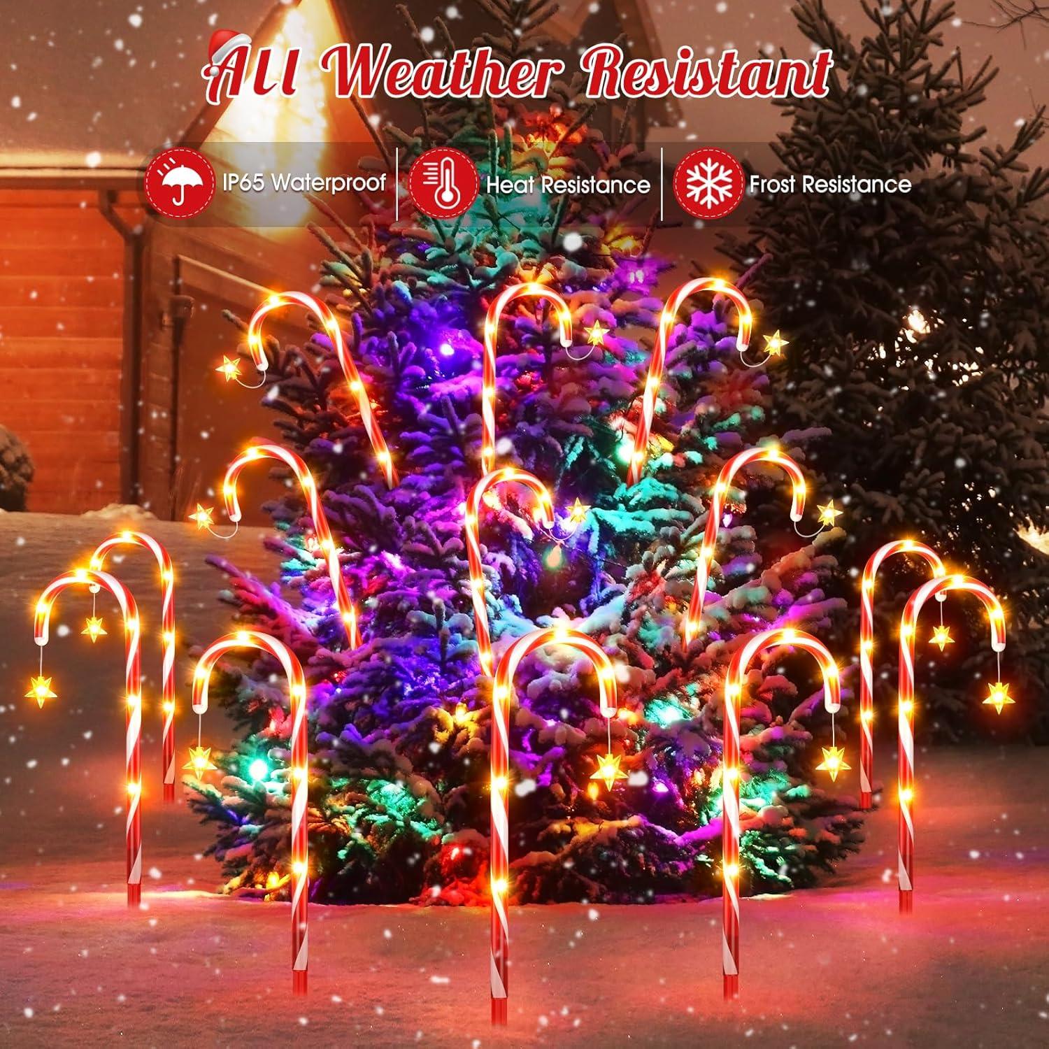 Red Solar LED Candy Cane Pathway Lights Multipack