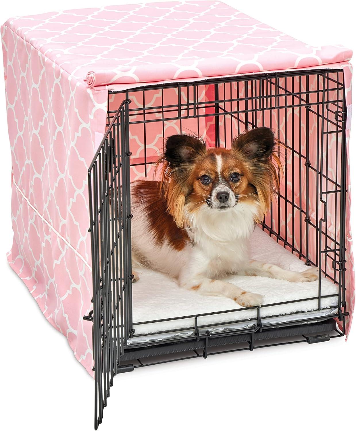 New World Pet Products Dog Crate Cover Featuring Teflon Fabric Protector, Dog Crate Cover Fits Midwest 24-Inch Dog Crates, Pink Designer Pattern