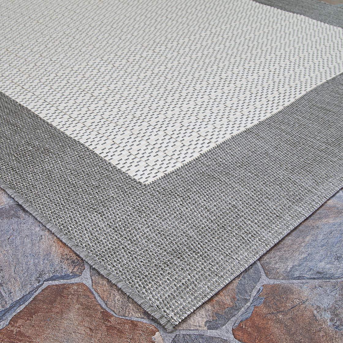 Couristan Recife Checkered Field Indoor / Outdoor Area Rug, Grey- White, 2'3" x 11'9" Runner