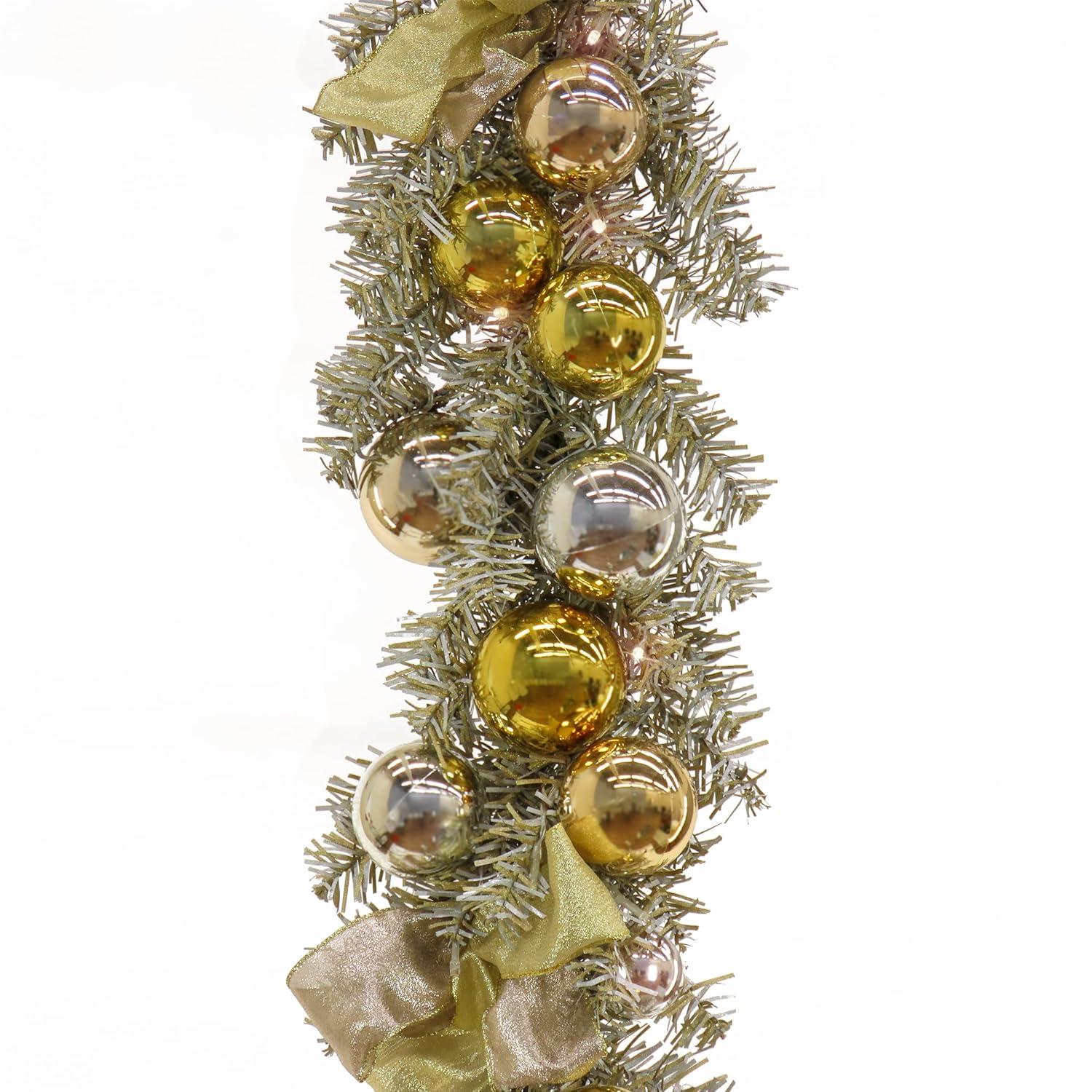 9' Prelit Gold Ornament Metallic Garland - National Tree Company