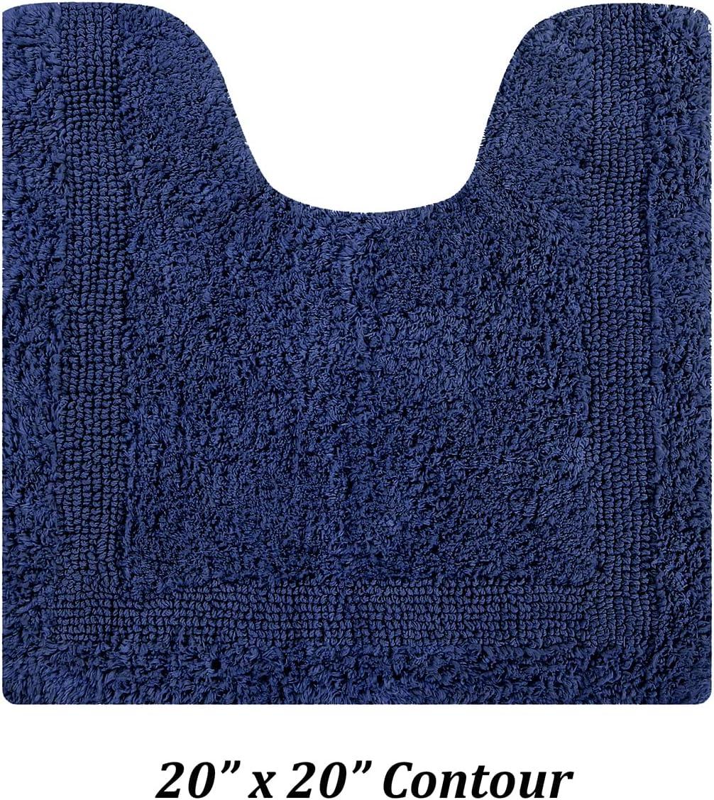 Better Trends Lux 100% Cotton Tufted Solid Reversible Bath Rug 20" x 20" Contour - Navy