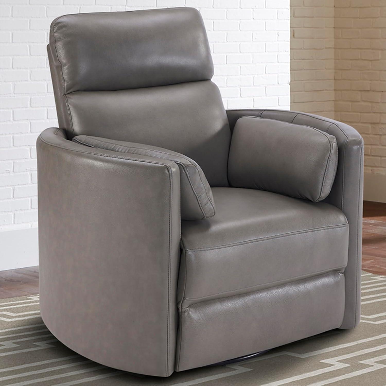 Florence Heron Leather Swivel Wood Recliner