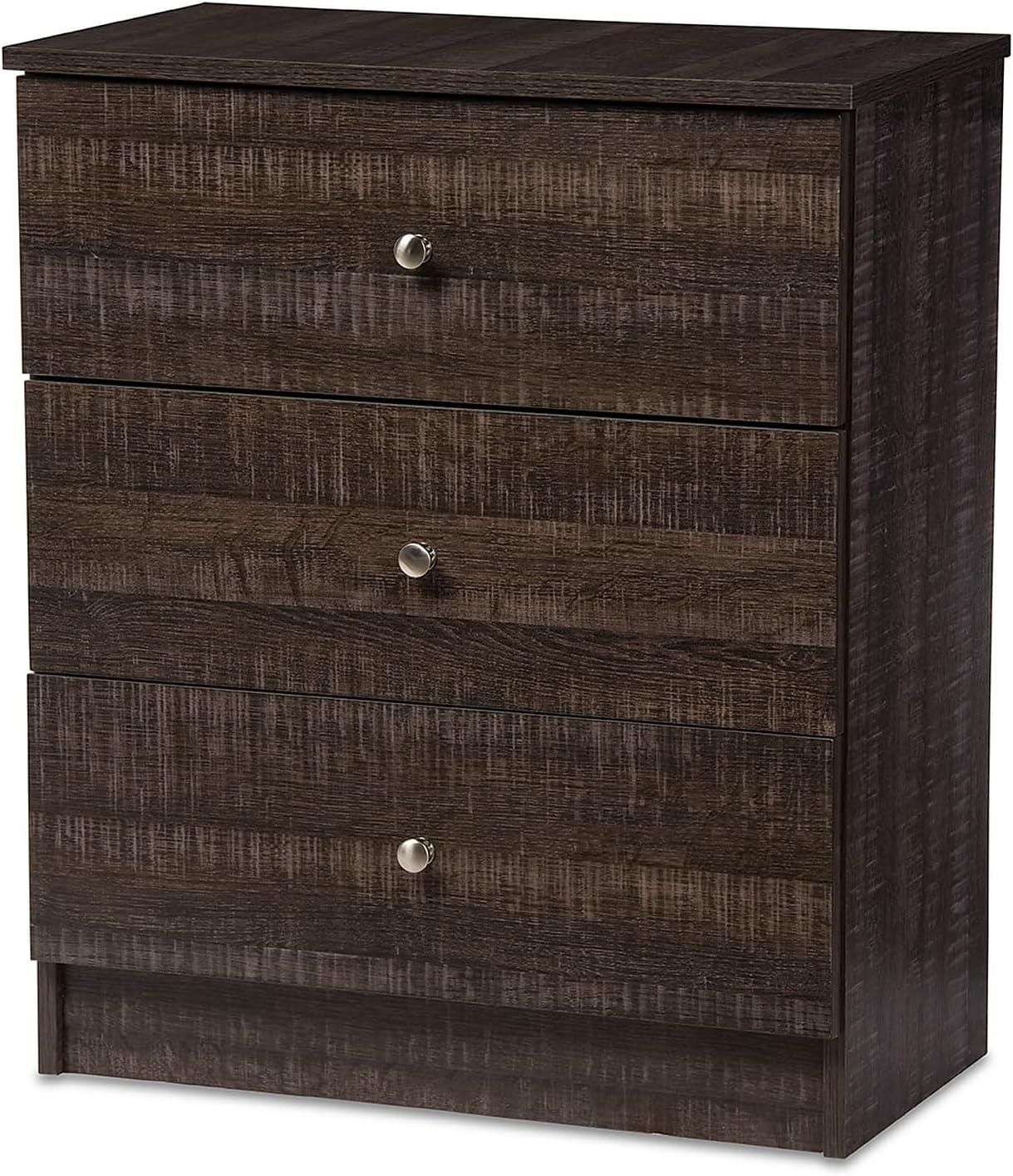 Deacon Modern and Contemporary Wood 3 Drawer Storage Chest Espresso Brown - Baxton Studio: Bedroom Furniture with Anti-Tip Design