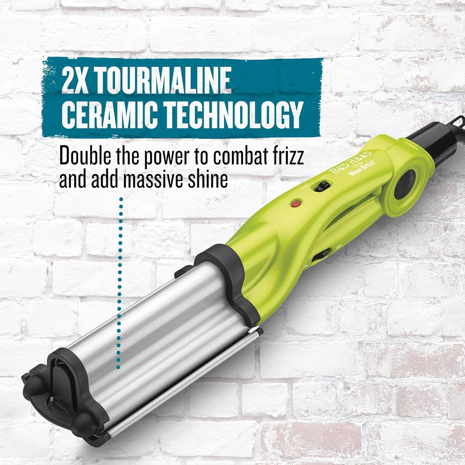Green Double Barrel Ceramic Tourmaline Hair Waver