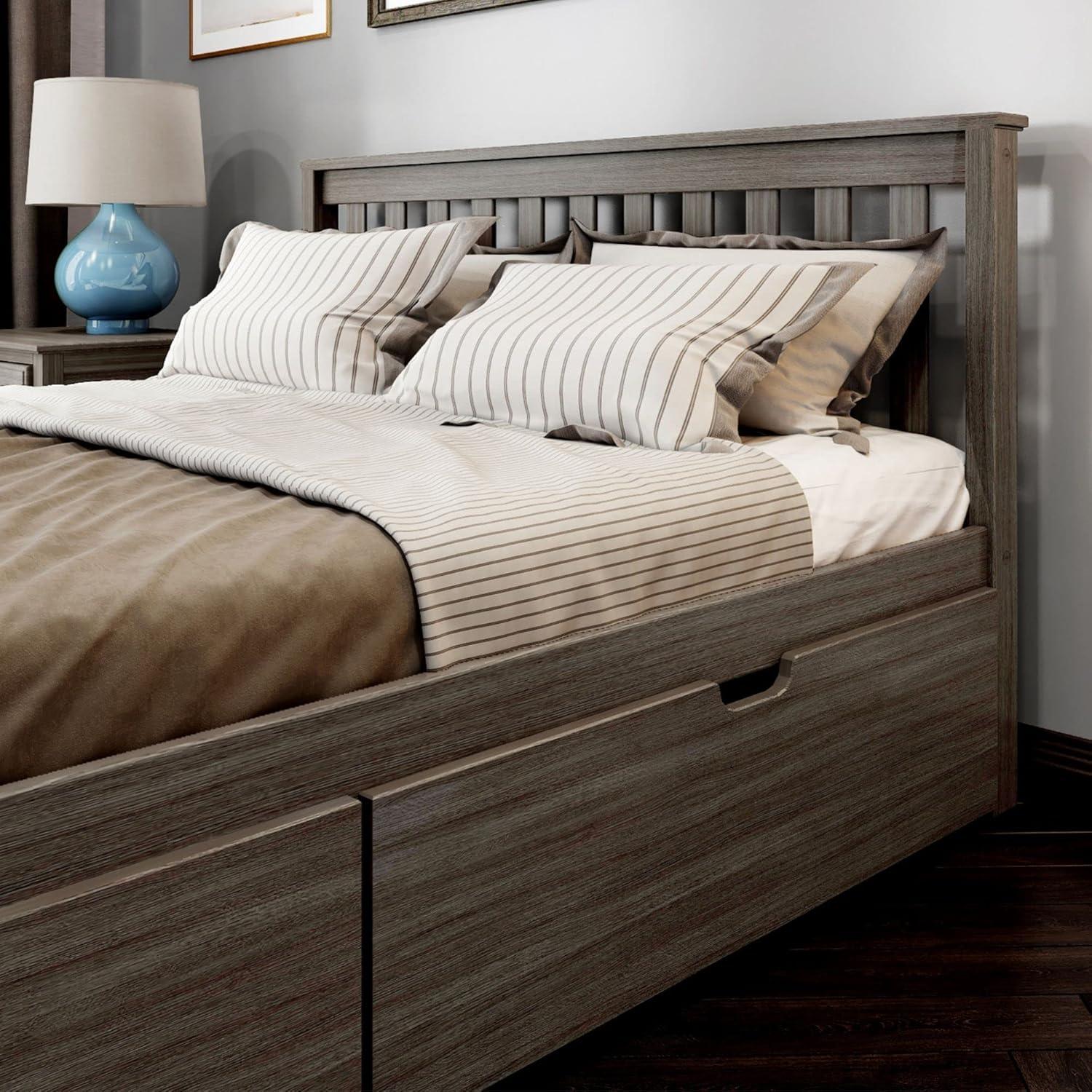 Plank+Beam Solid Wood Queen Bed Frame with Headboard and Storage Drawers