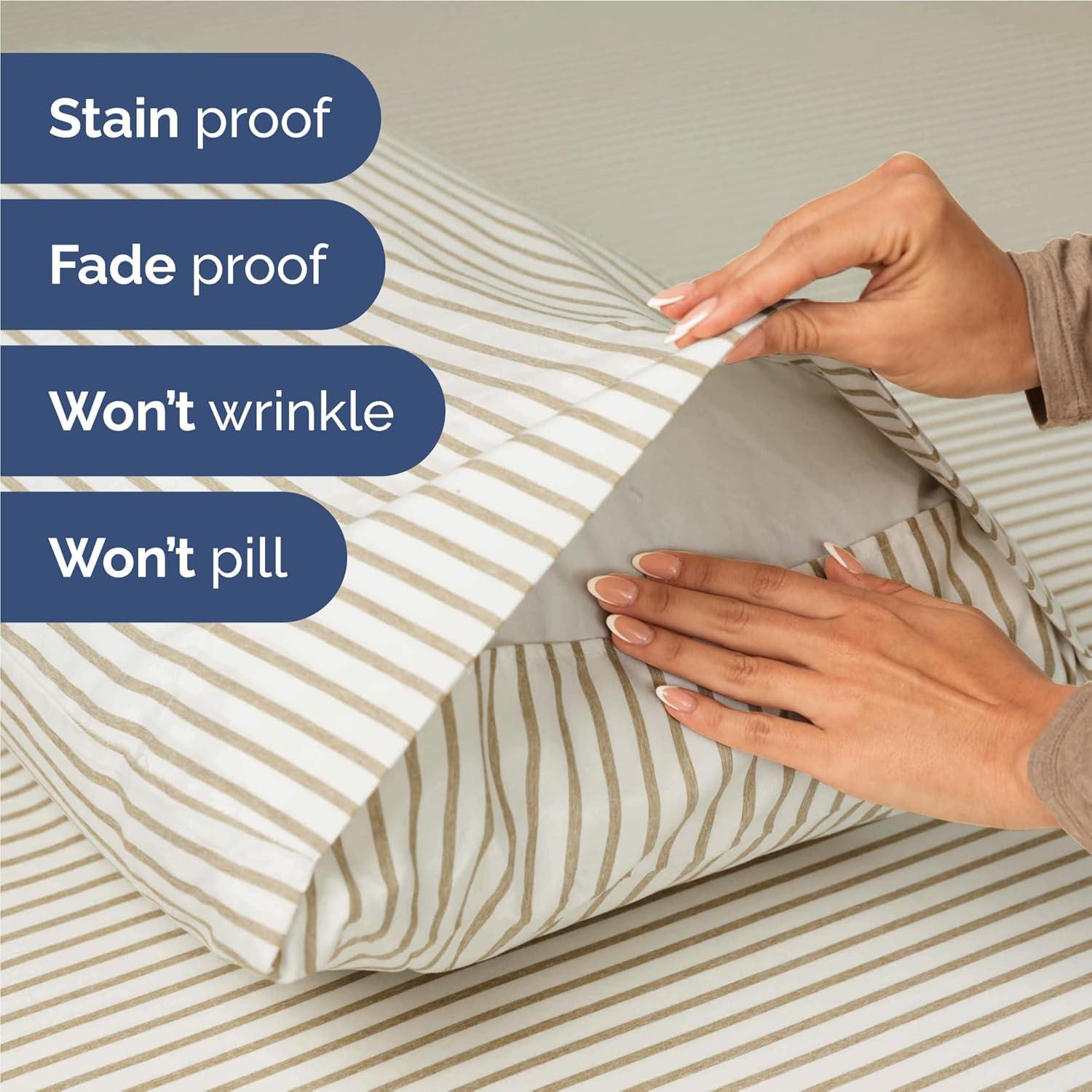 4 Piece Sheet Set Premium Soft Cooling & Wrinkle Free Stripes Sheet Set