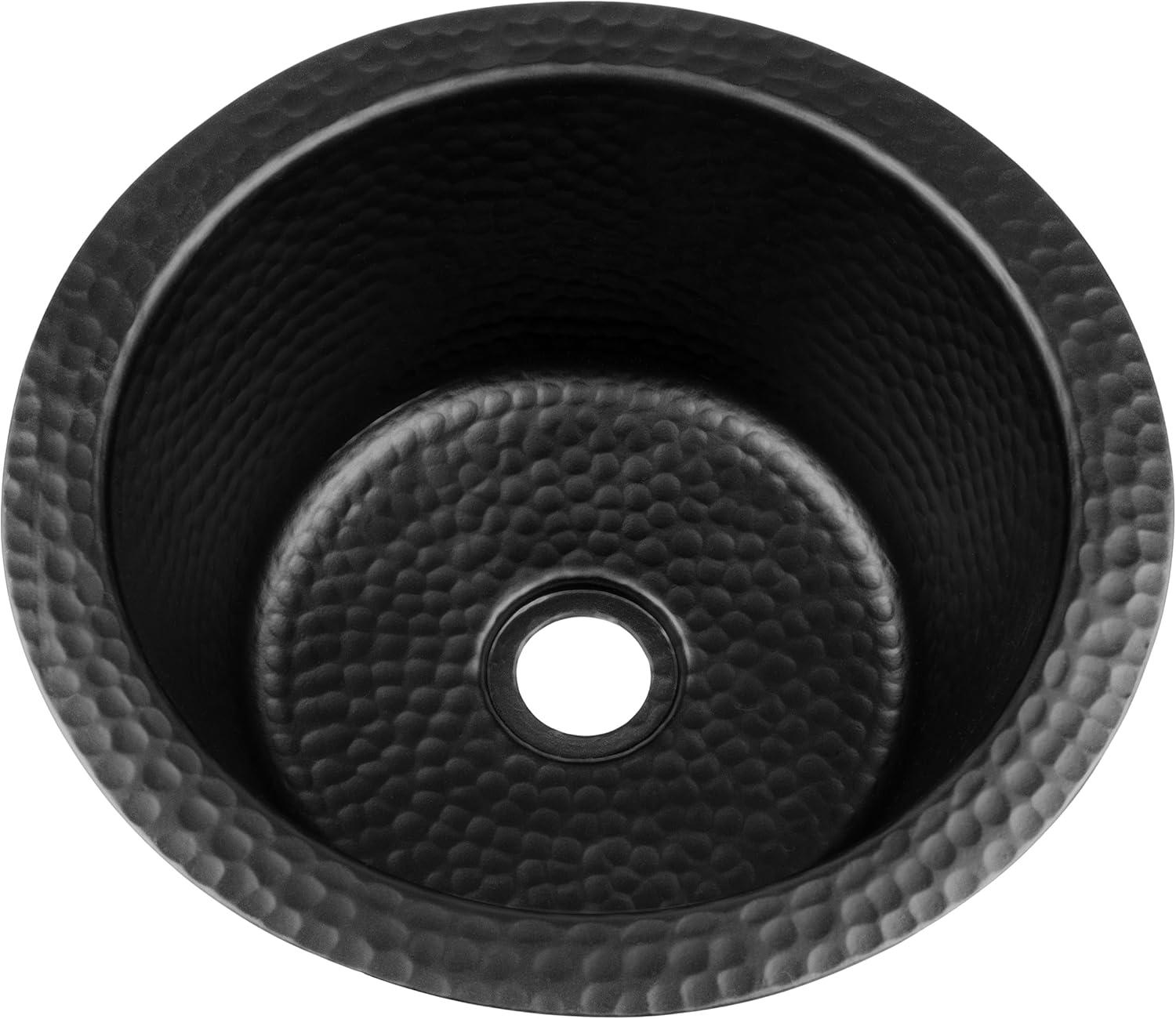 Monarch Abode 19196 Aluminum Hand Hammered Essex Dual Mount Single Bowl Bar Prep Sink 12", Black
