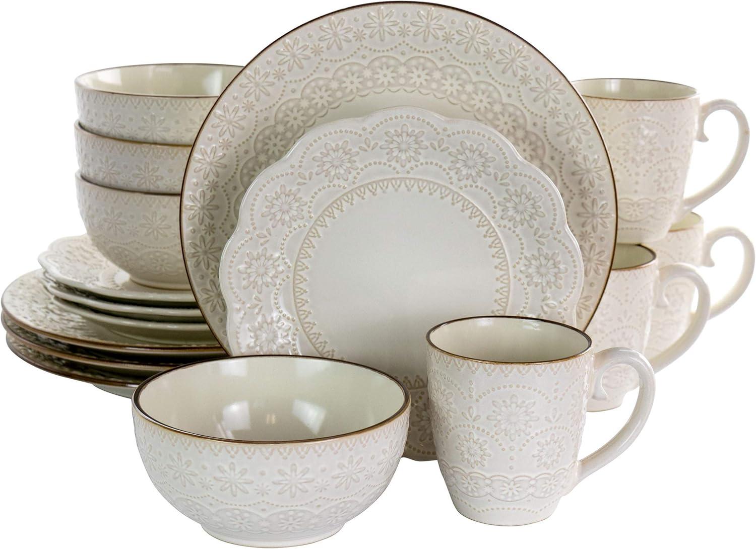 16 Piece Stoneware Dinnerware Set - Service for 4