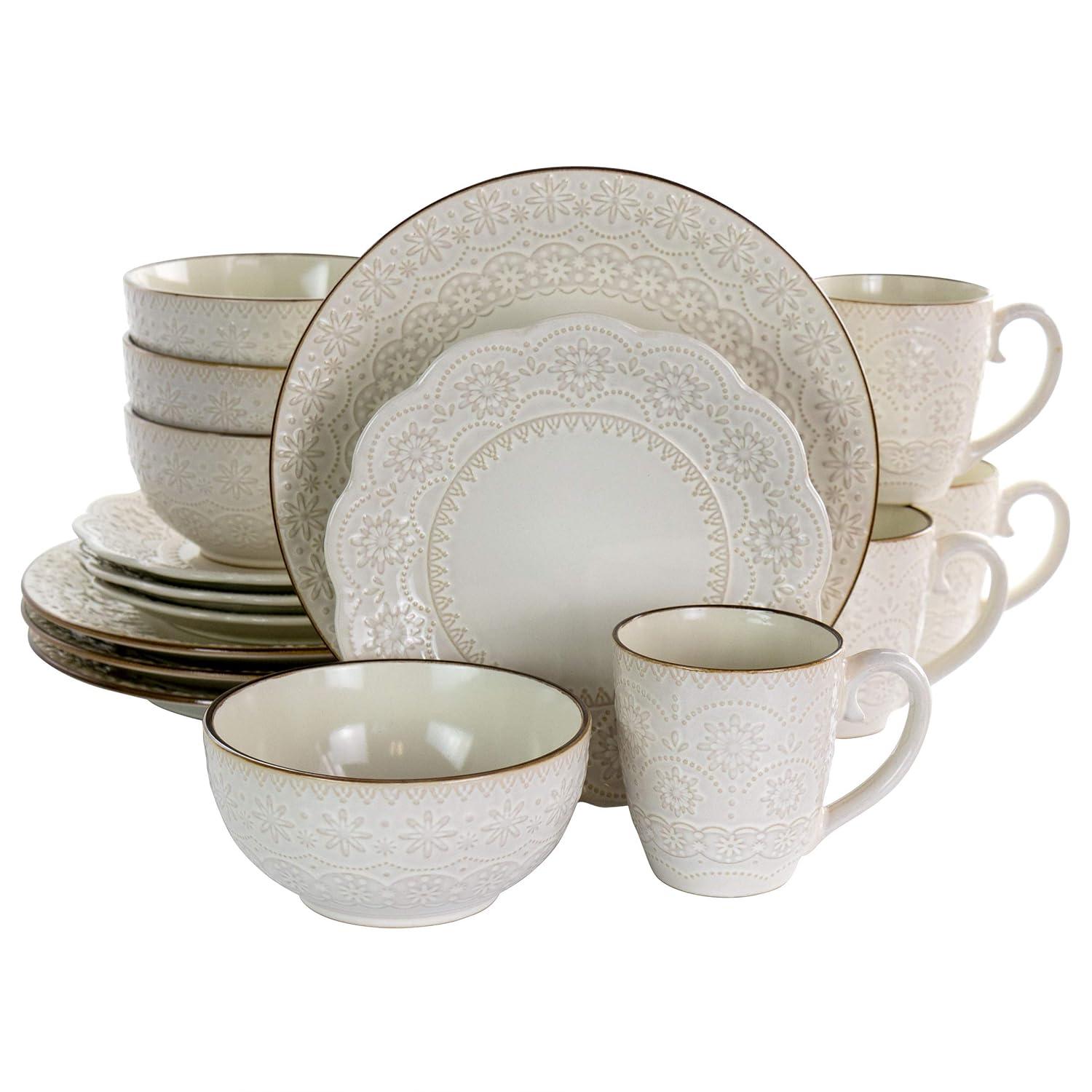 Elama 16 Piece Stoneware Dinnerware Set - Service for 4