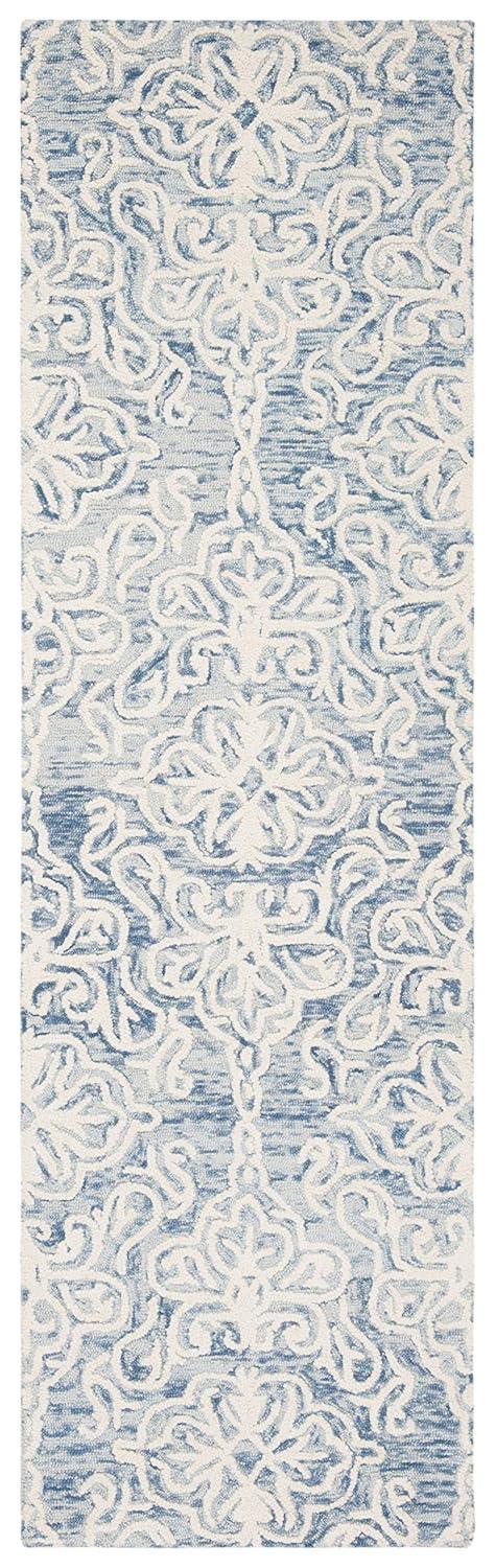 Blossom BLM112 Hand Tufted Indoor Runner Rug - Blue/Ivory - 2'3"x12' - Safavieh