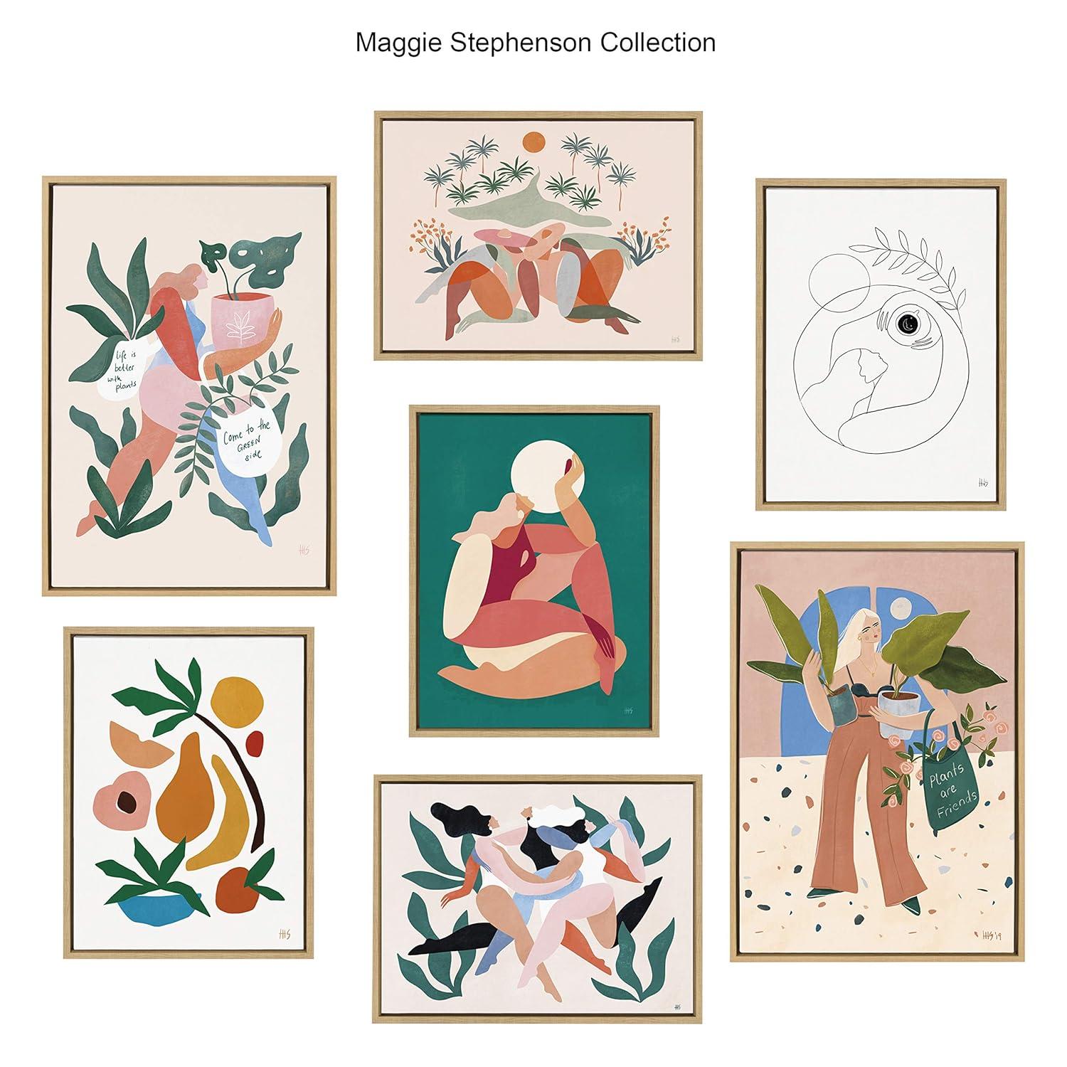 18" x 24" Sylvie How The Sun Loves The Moon Framed Canvas Wall Art by Maggie Stephenson Natural - Kate and Laurel