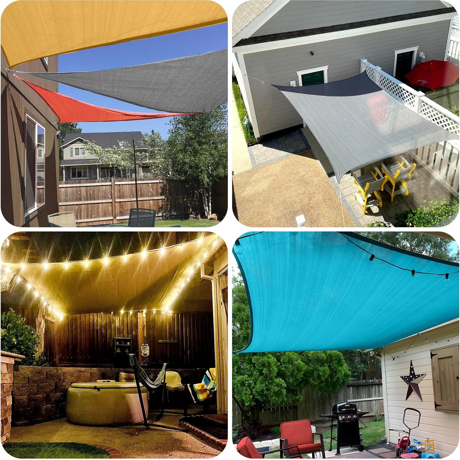 SUNLAX Dark Grey 8' x 12' UV Block Patio Shade Sail