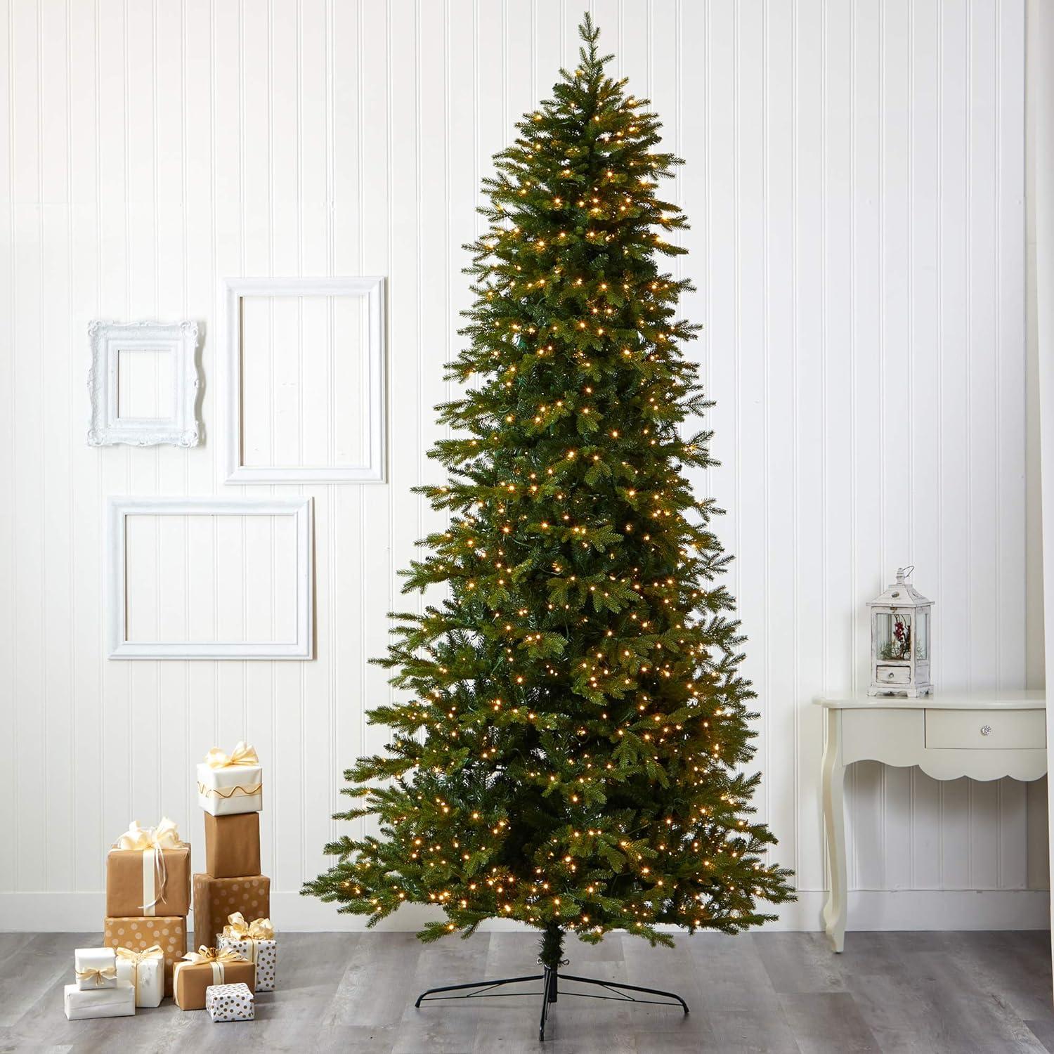 XINHAO 10ft. Belgium Fir Natural Look Artificial Christmas Tree with 1050 Clear LED Lights