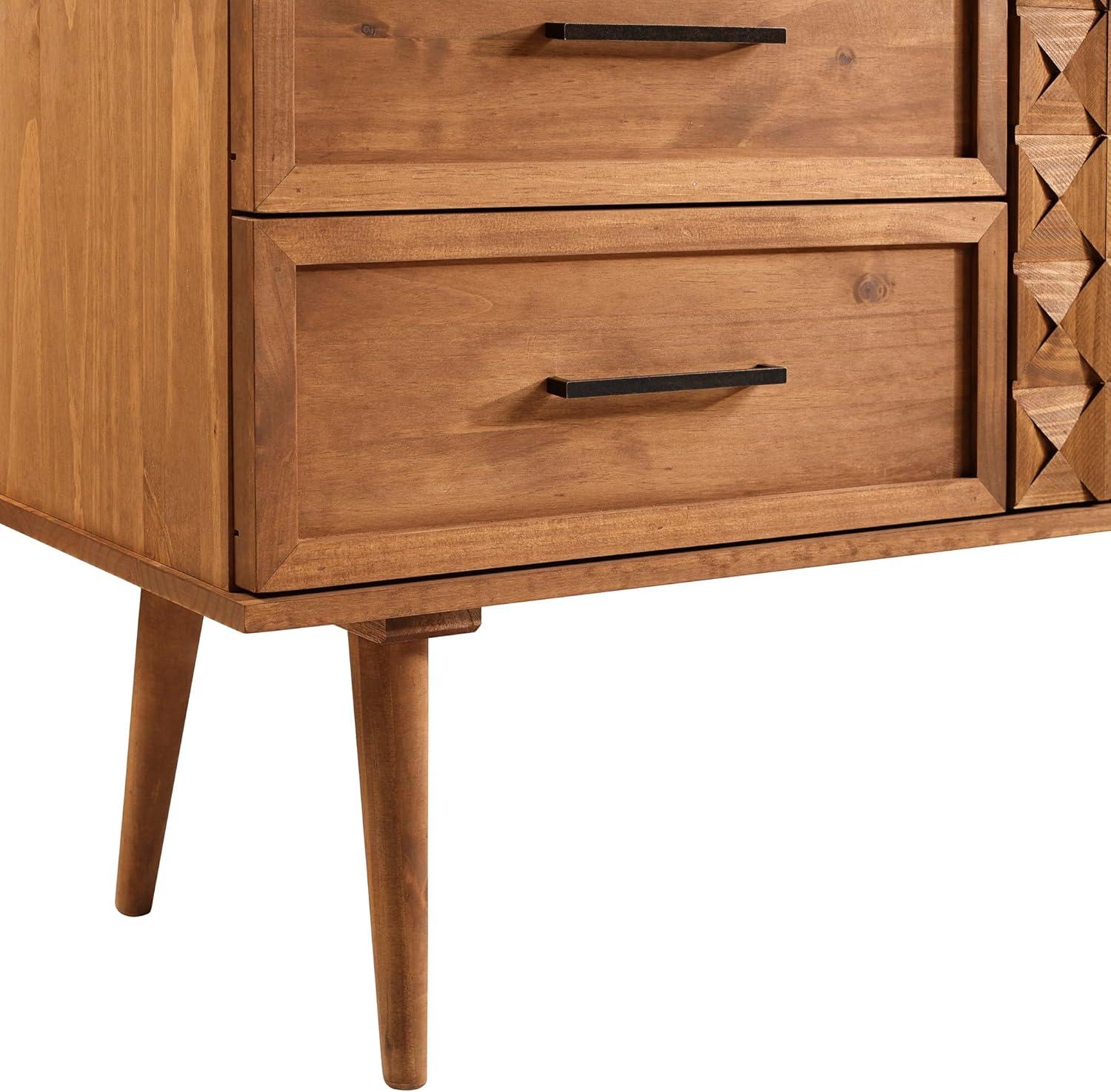 Caramel Solid Wood 2-Door Sideboard with Prism Detail