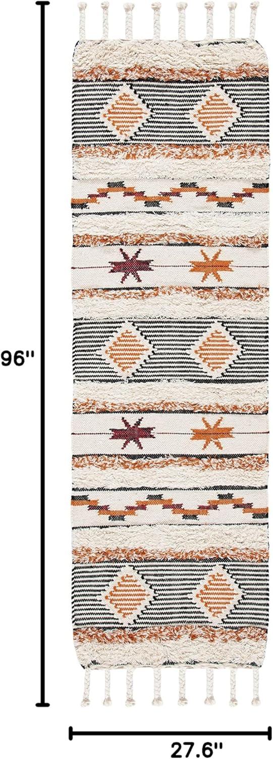 Kenya KNY904 Hand Knotted Runner Rug - Ivory/Black-Orange - 2'3"x8' - Safavieh.